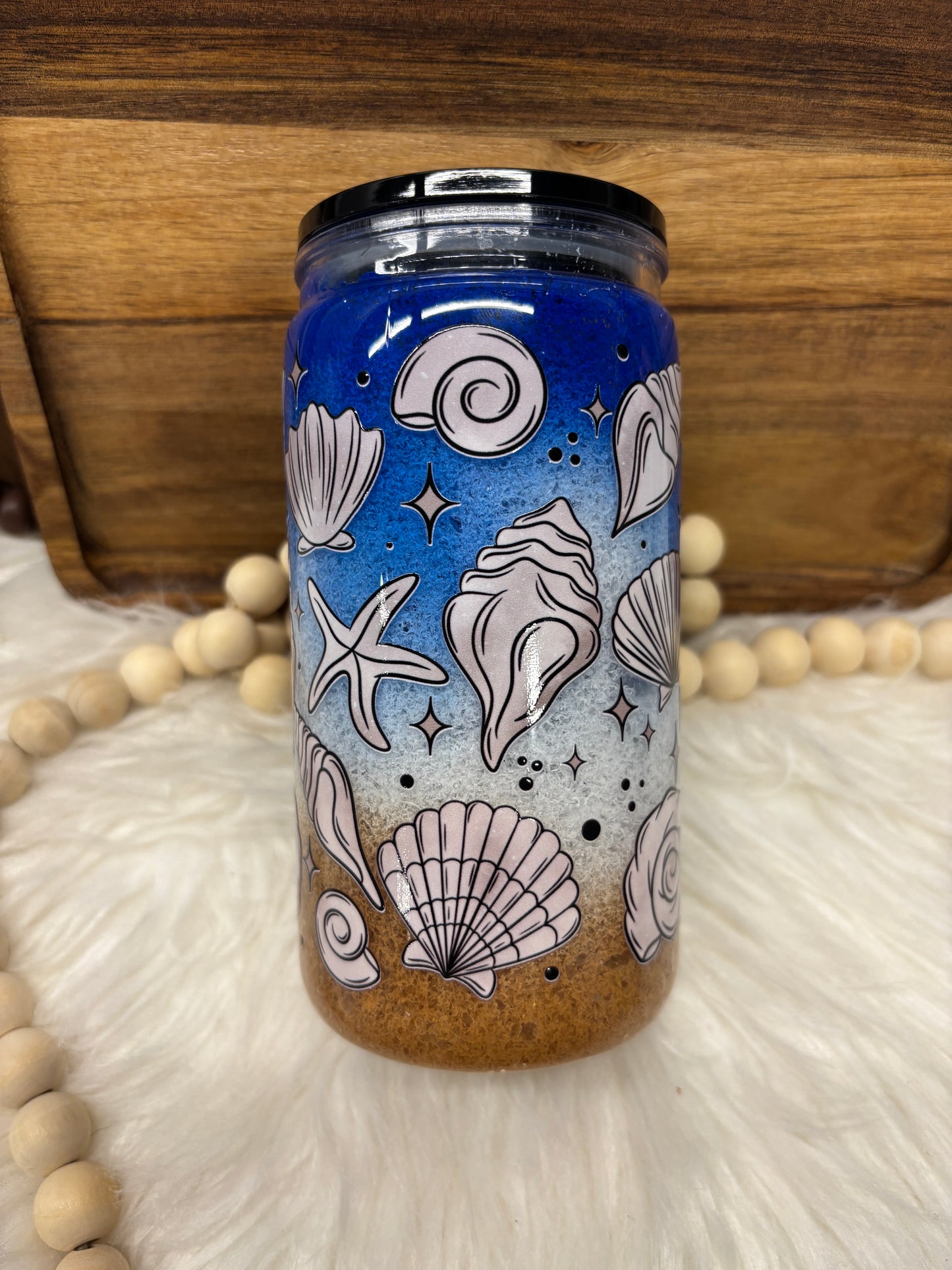 Salty Beach Seashells Snowglobe Cup