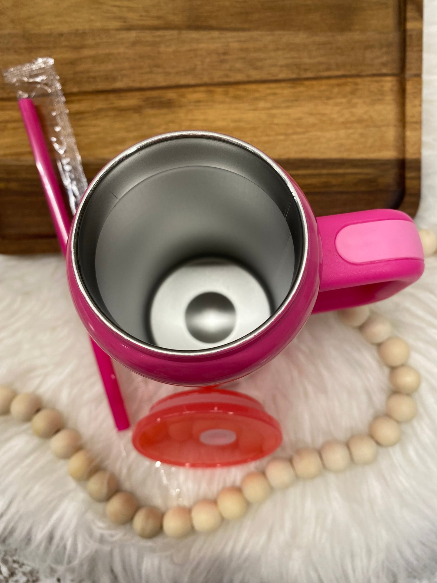 Hot Pink, Custom 16oz Stainless Steel Cup with Handle