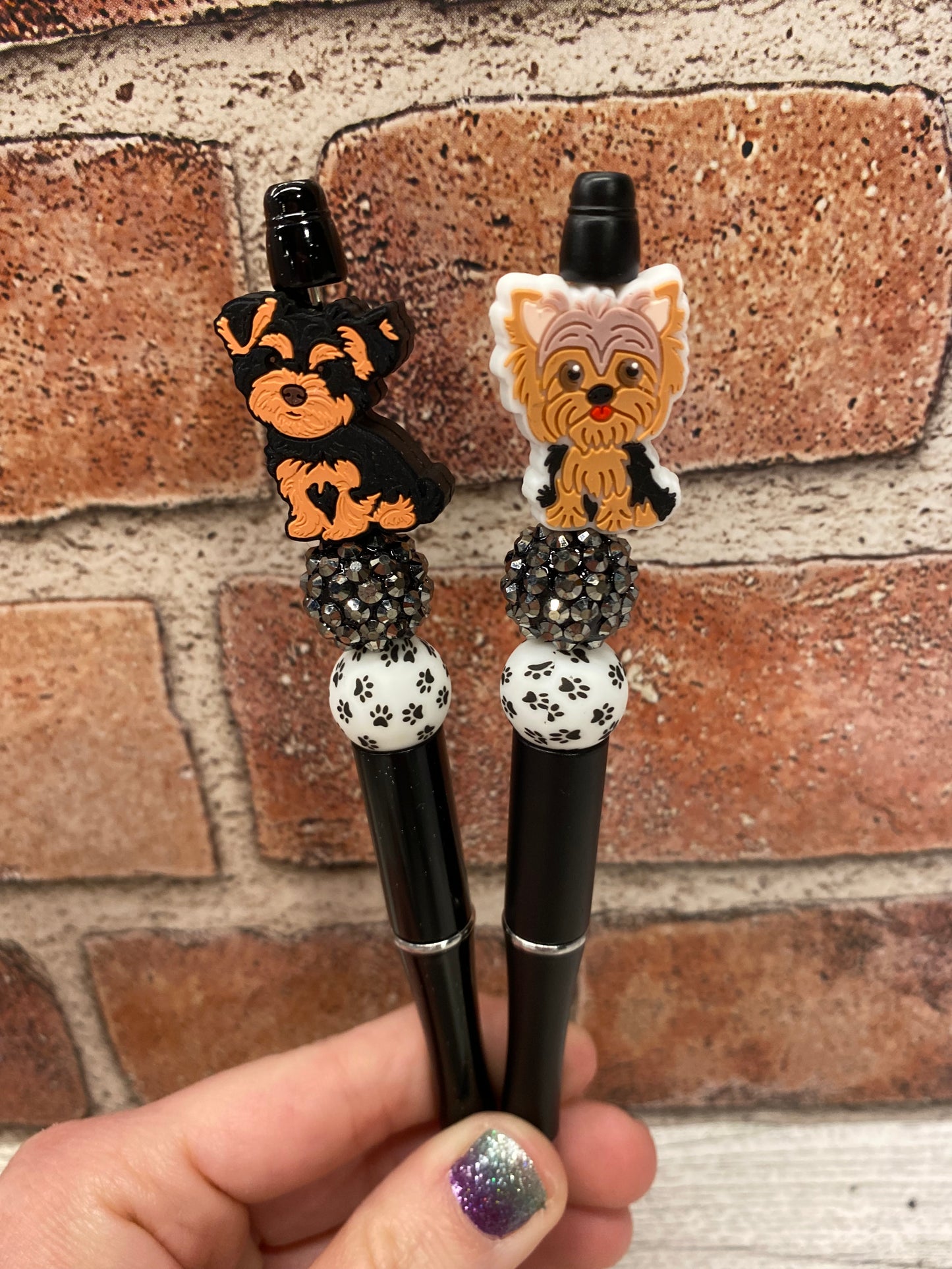 Yorkie Yorkshire silicone beaded ballpoint ink pen