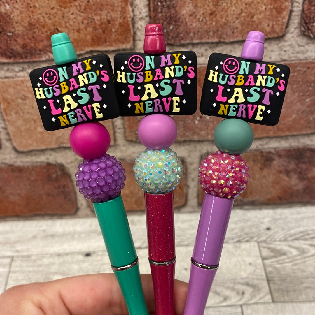 On my husbands last nerve silicone beaded ballpoint ink pen