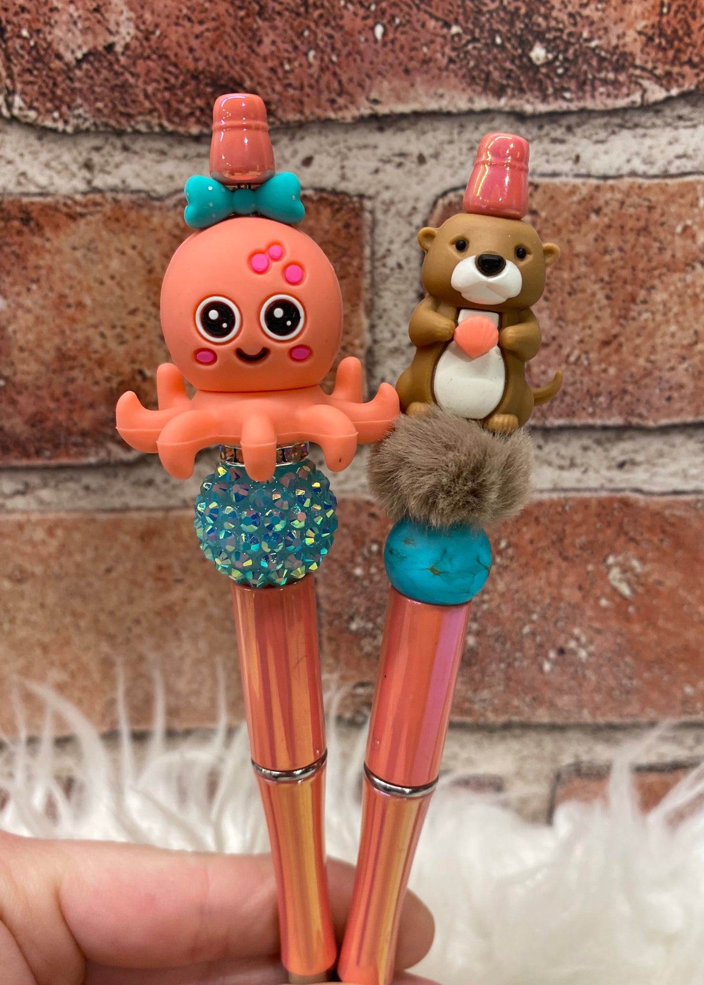 3D Octopus & Otter silicone beaded ballpoint ink pen