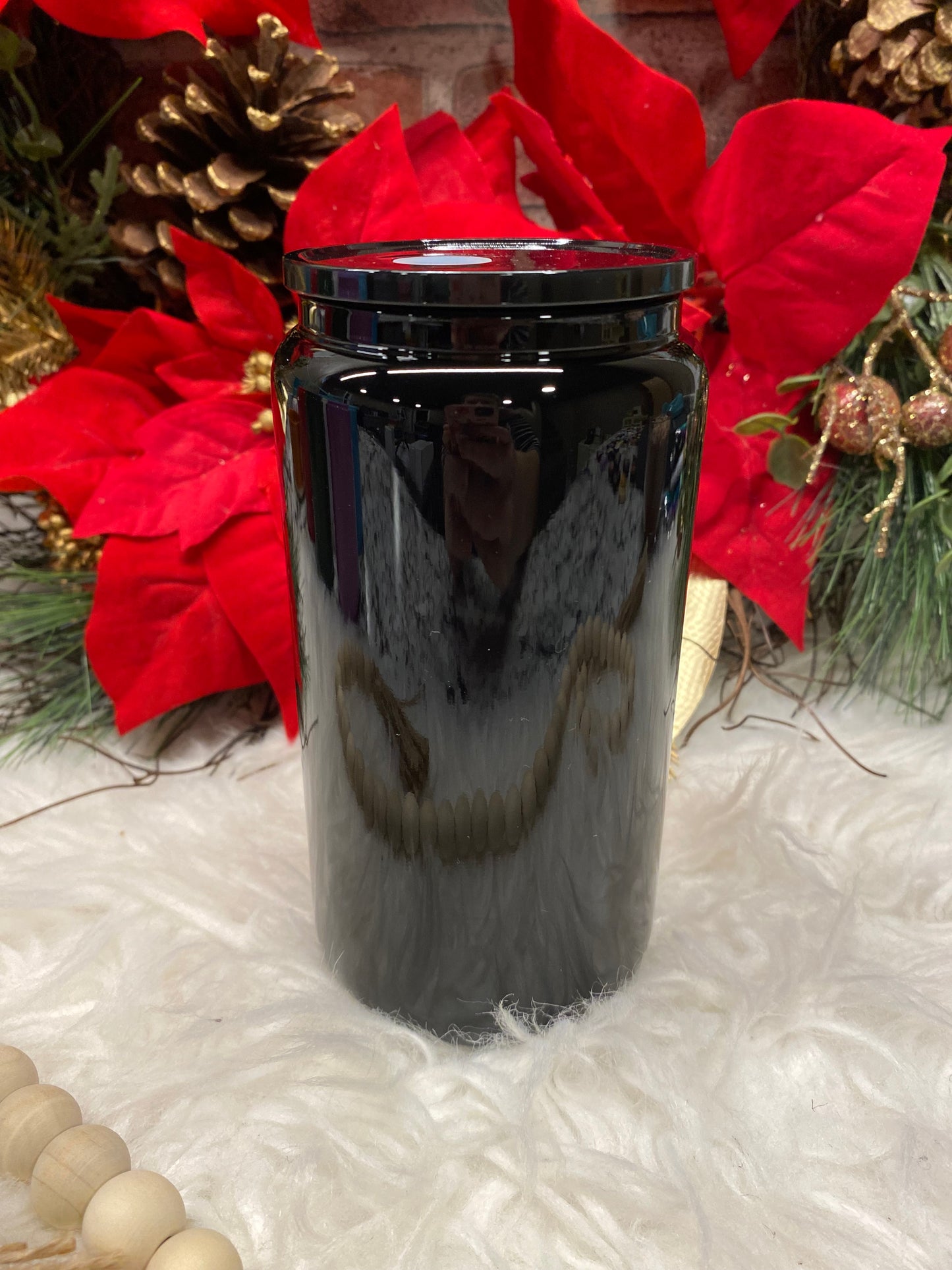 16oz Black Glass Can Sublimation or UVDTF