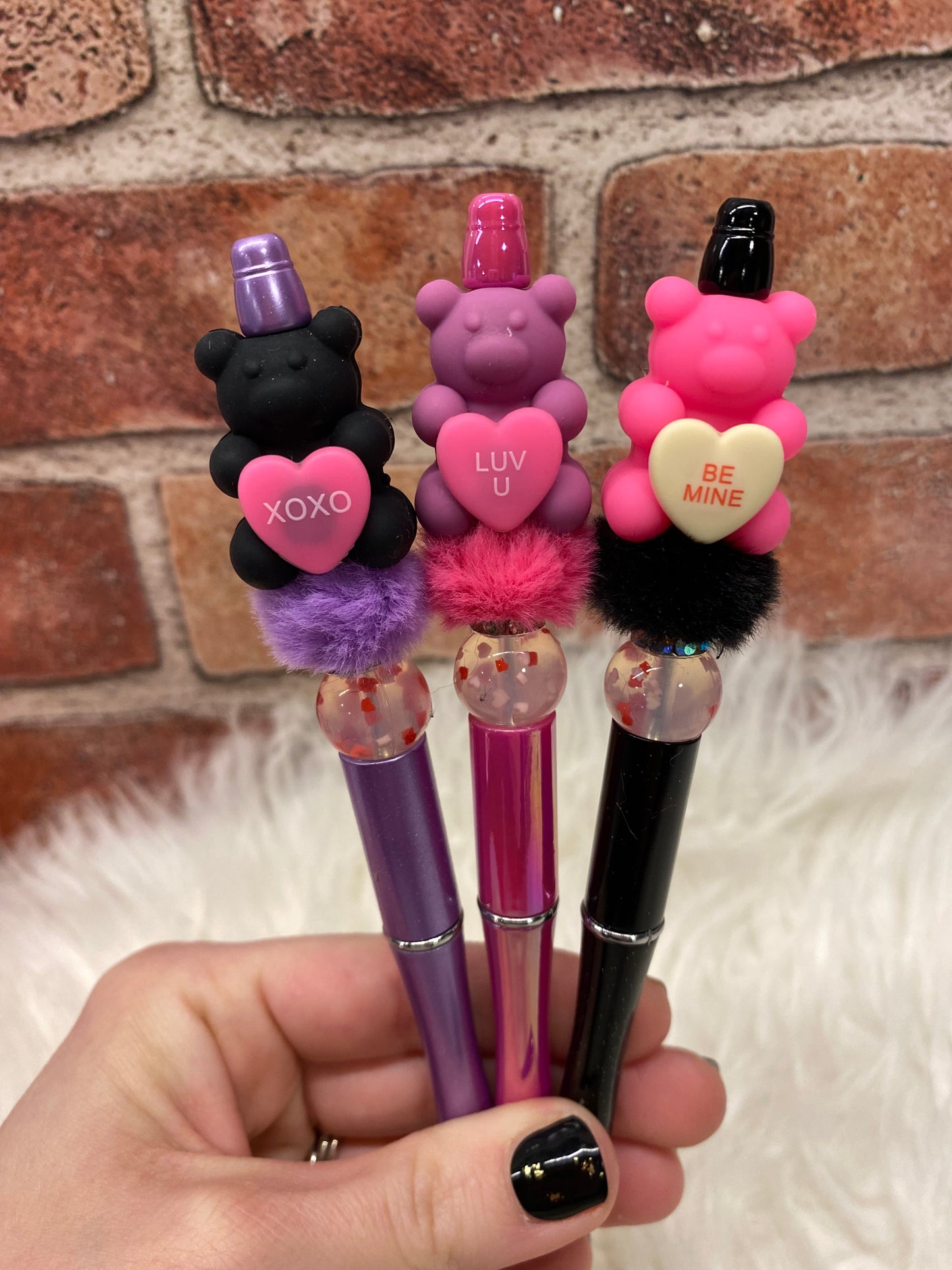Valentines Day 3D Gummy Bears silicone beaded ink pen