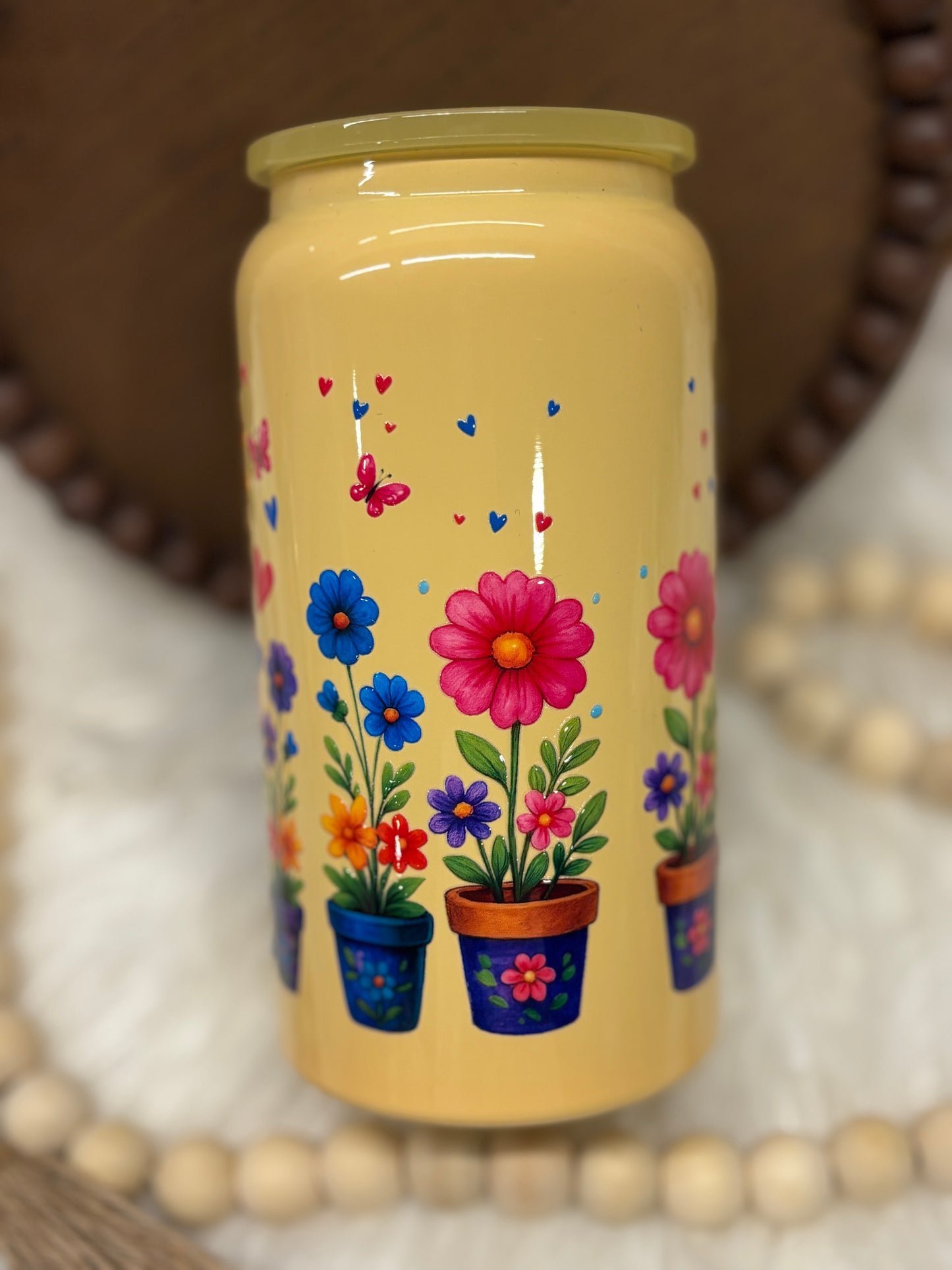 Hello Spring Gnome, Yellow, 16oz Stainless Steel Cup