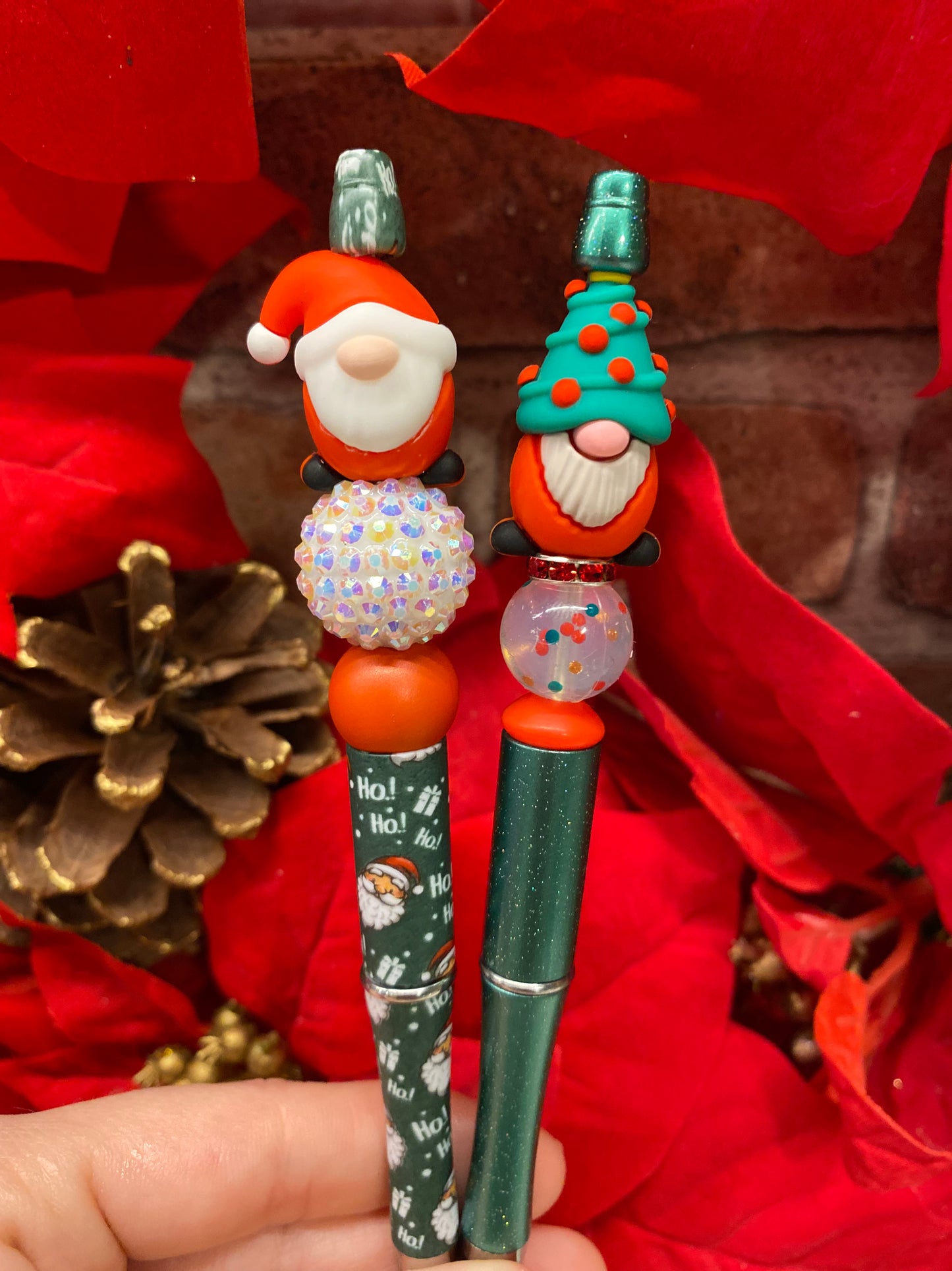 3D Christmas Gnomes silicone beaded ink pen
