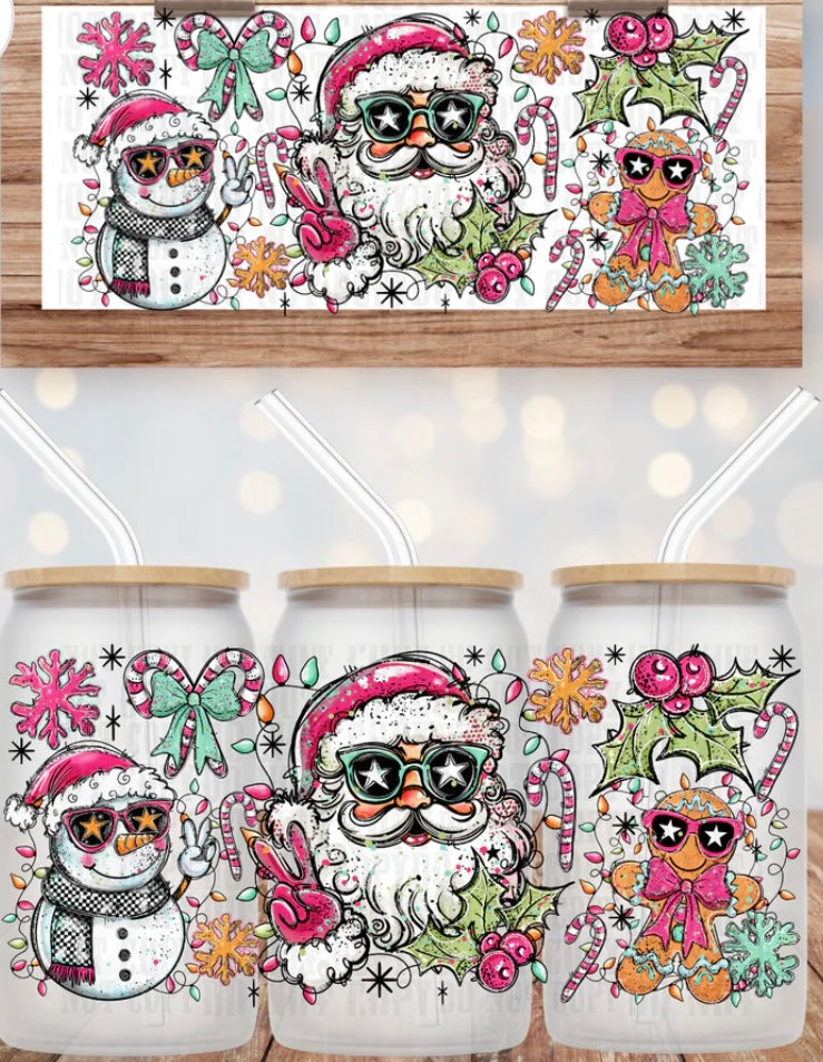 Santa Selfie Tumbler or Glass Can UV DTF wrap - MUST BUY CUP