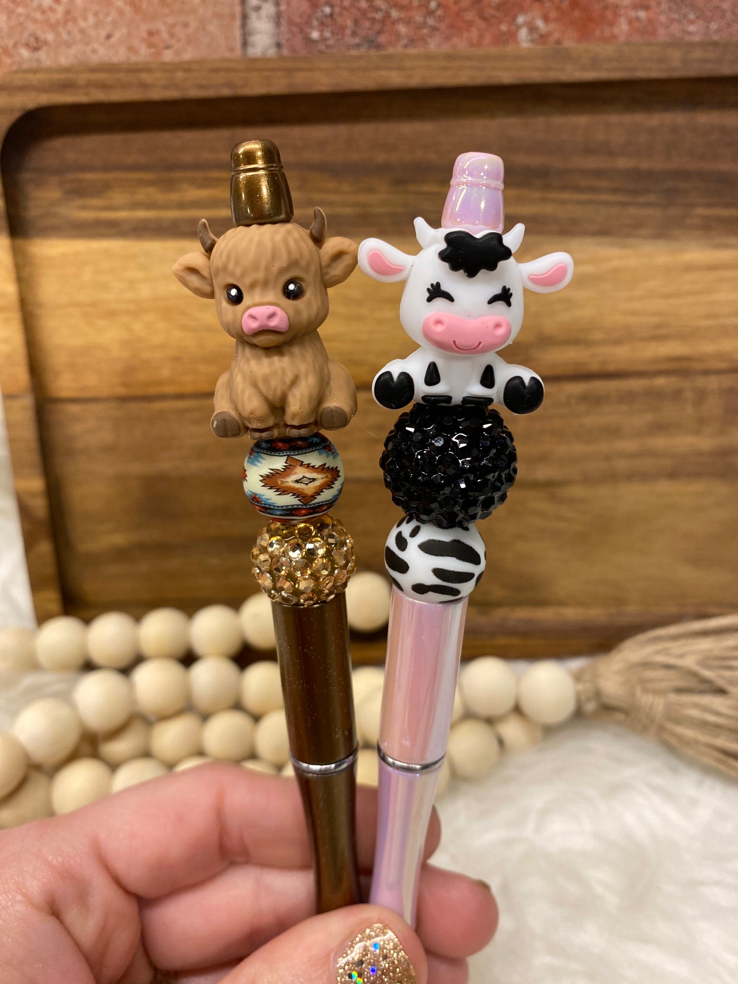 3D Cow silicone beaded ballpoint ink pen