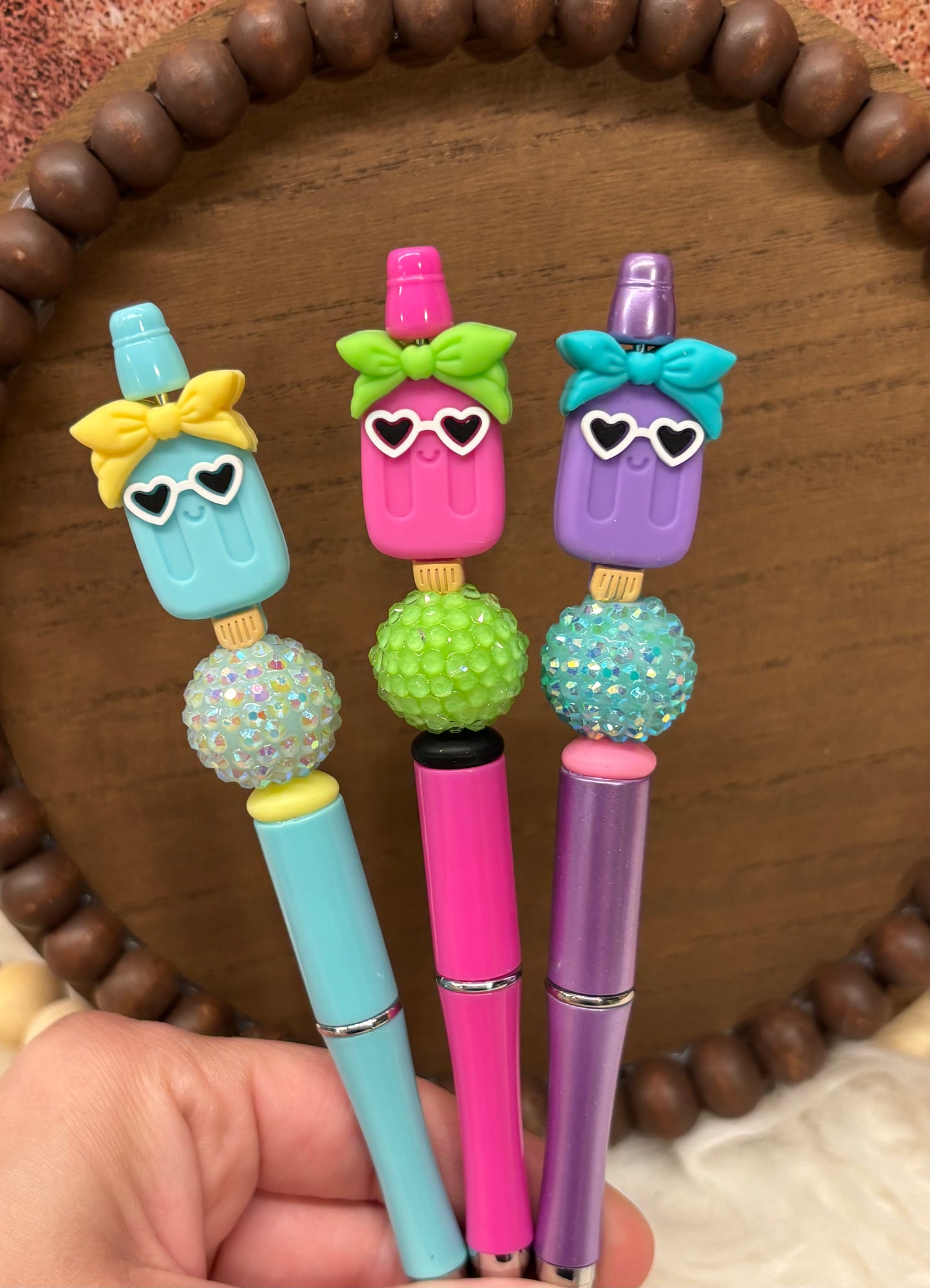 Summertime Popsicle silicone beaded ballpoint ink pen