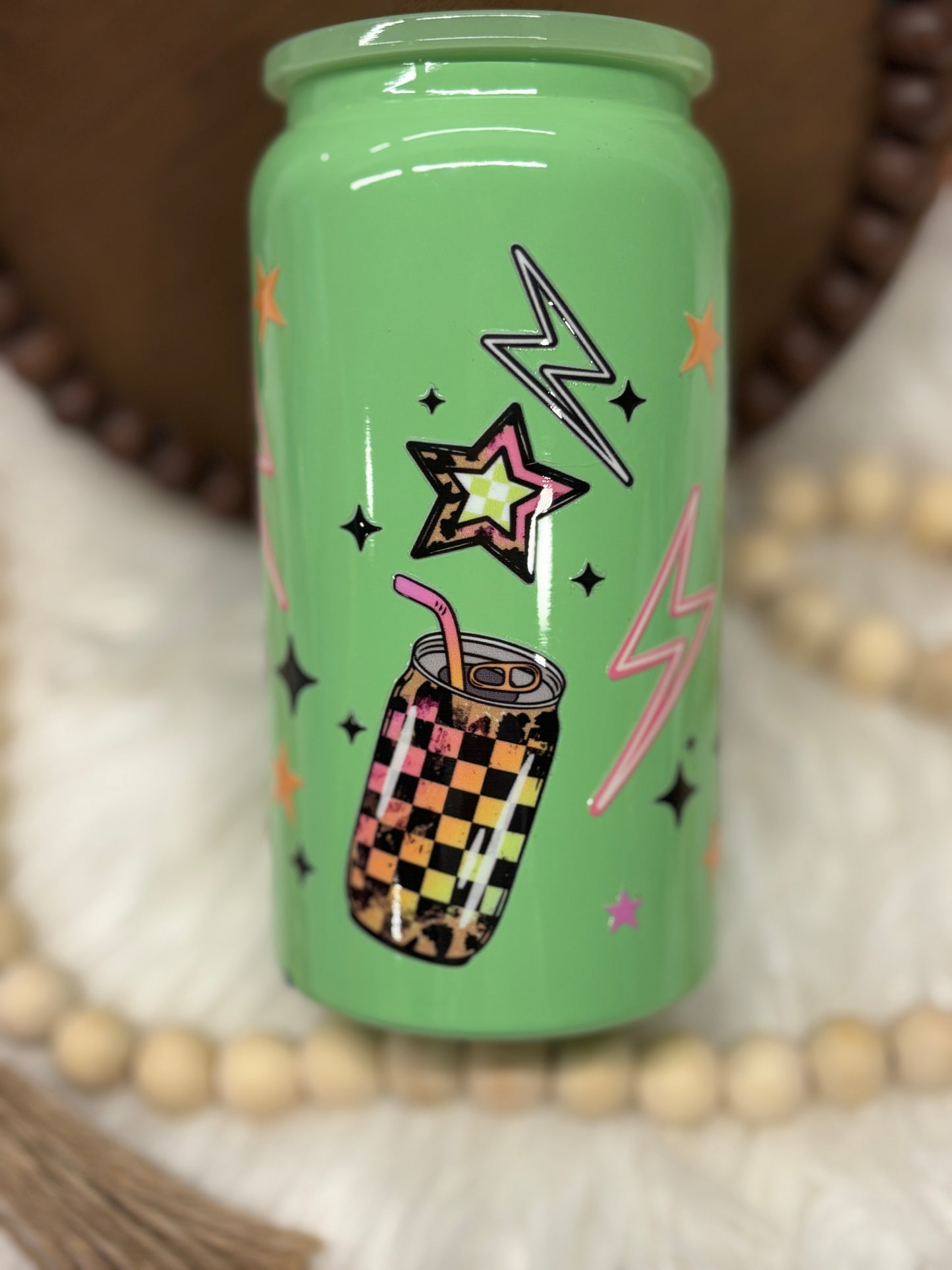 Energy Drinks, Green, 16oz Stainless Steel Cup
