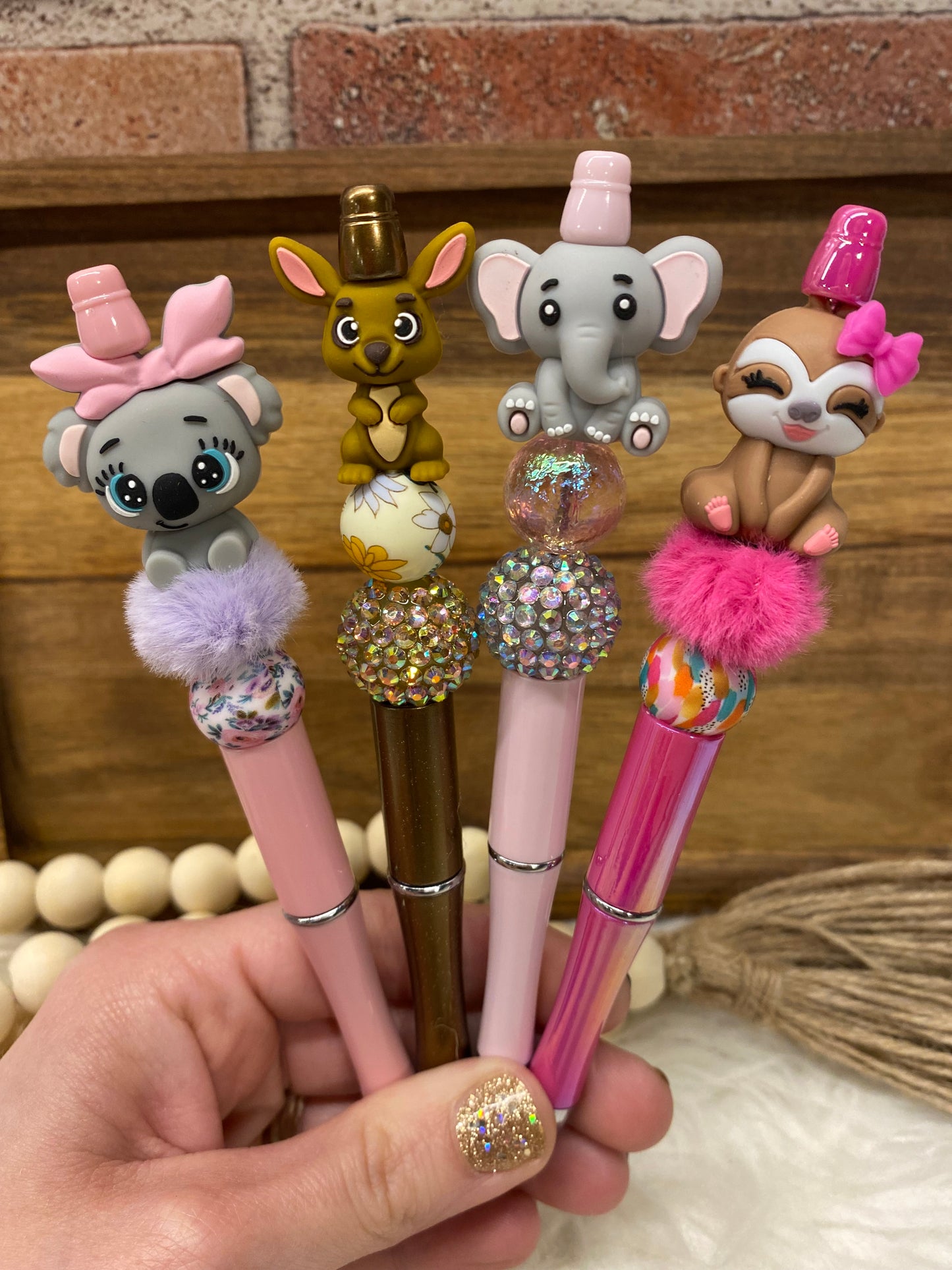 3D Cute Zoo Animals silicone beaded ballpoint ink pen