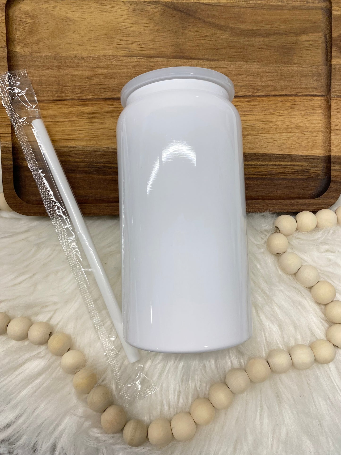 White, Custom 16oz Stainless Steel Cup