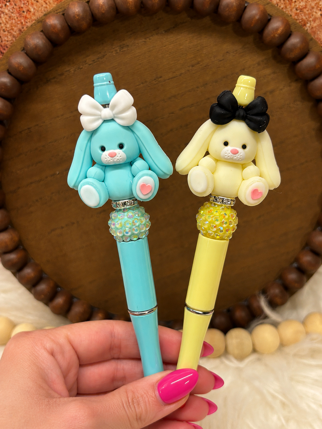 3D Easter Spring Bunny silicone beaded ballpoint ink pen