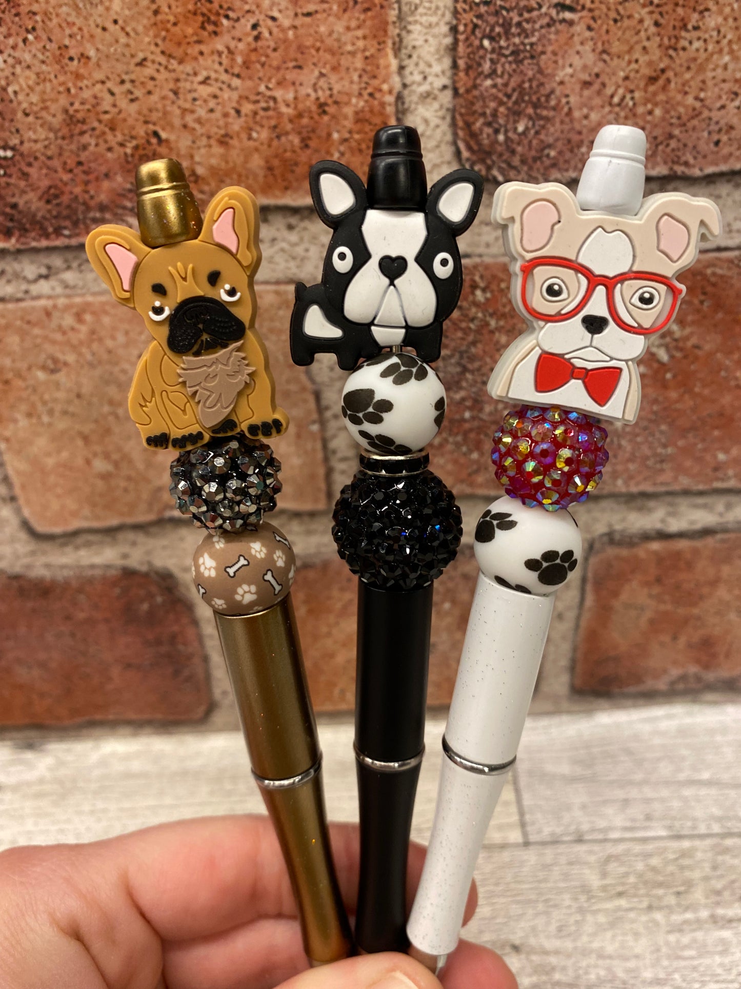 Frenchie Boston terrier dog silicone beaded ballpoint ink pen