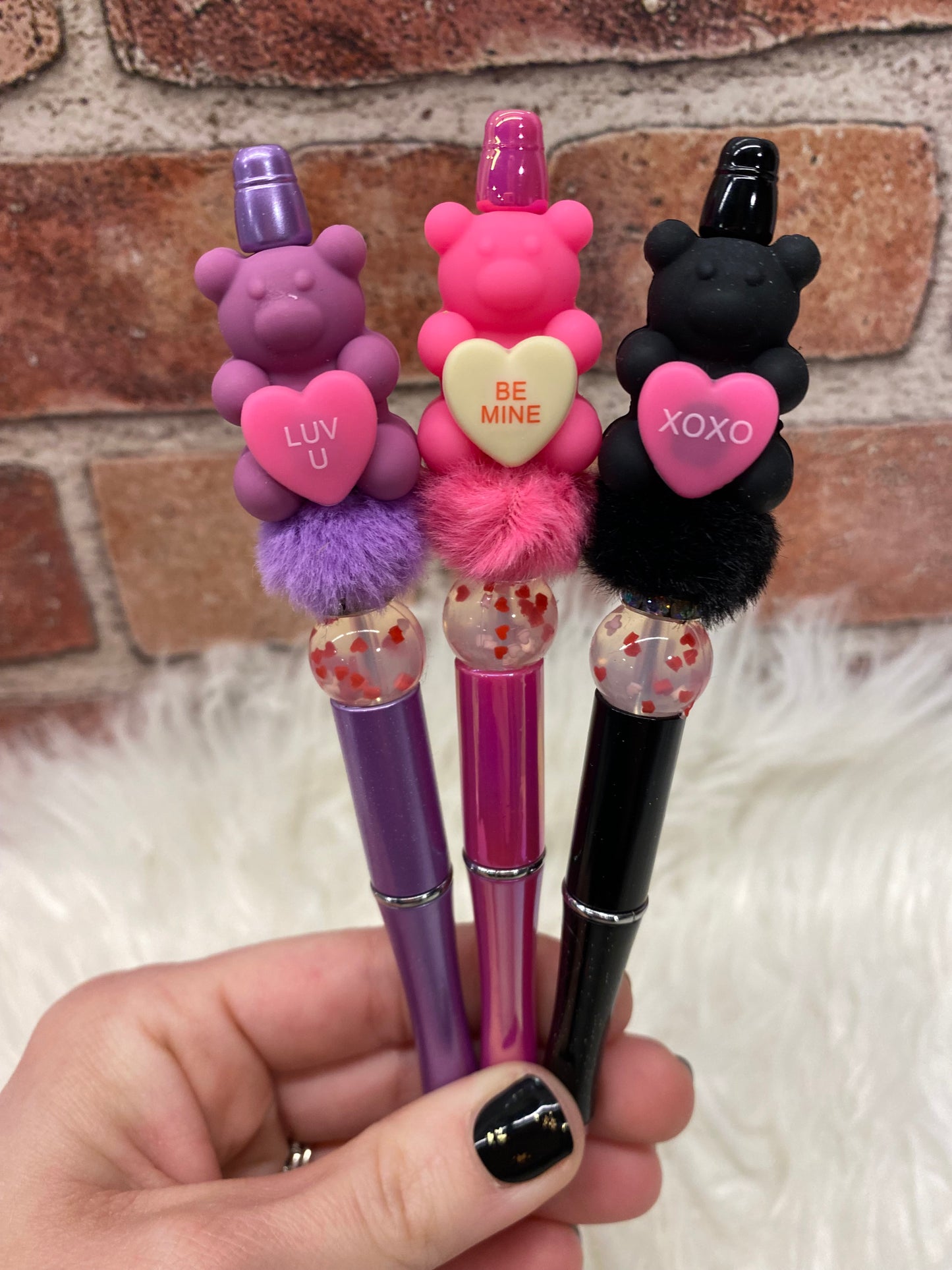 Valentines Day 3D Gummy Bears silicone beaded ink pen