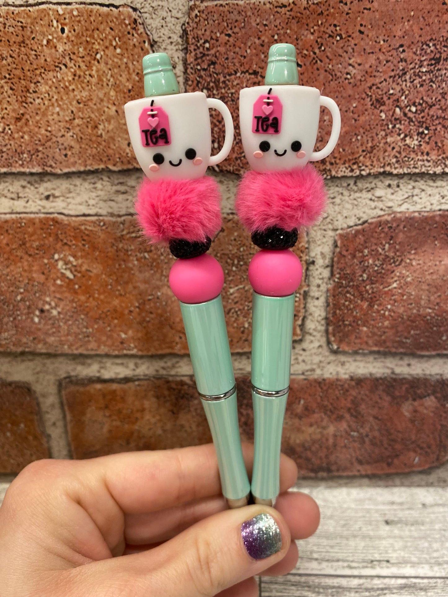 3D Tea Mug silicone beaded ballpoint ink pen