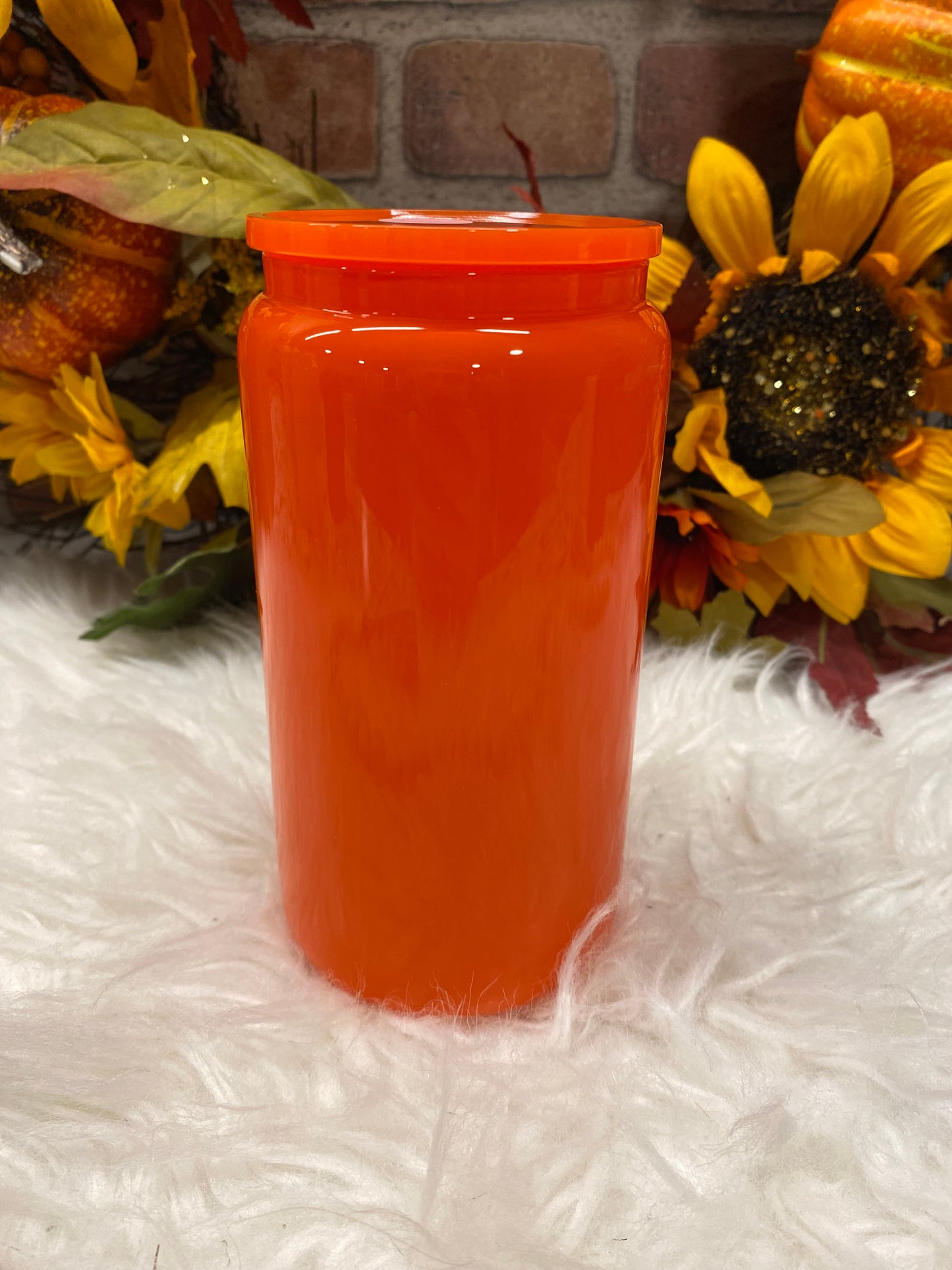 16oz Orange Glass Can Sublimation or UVDTF