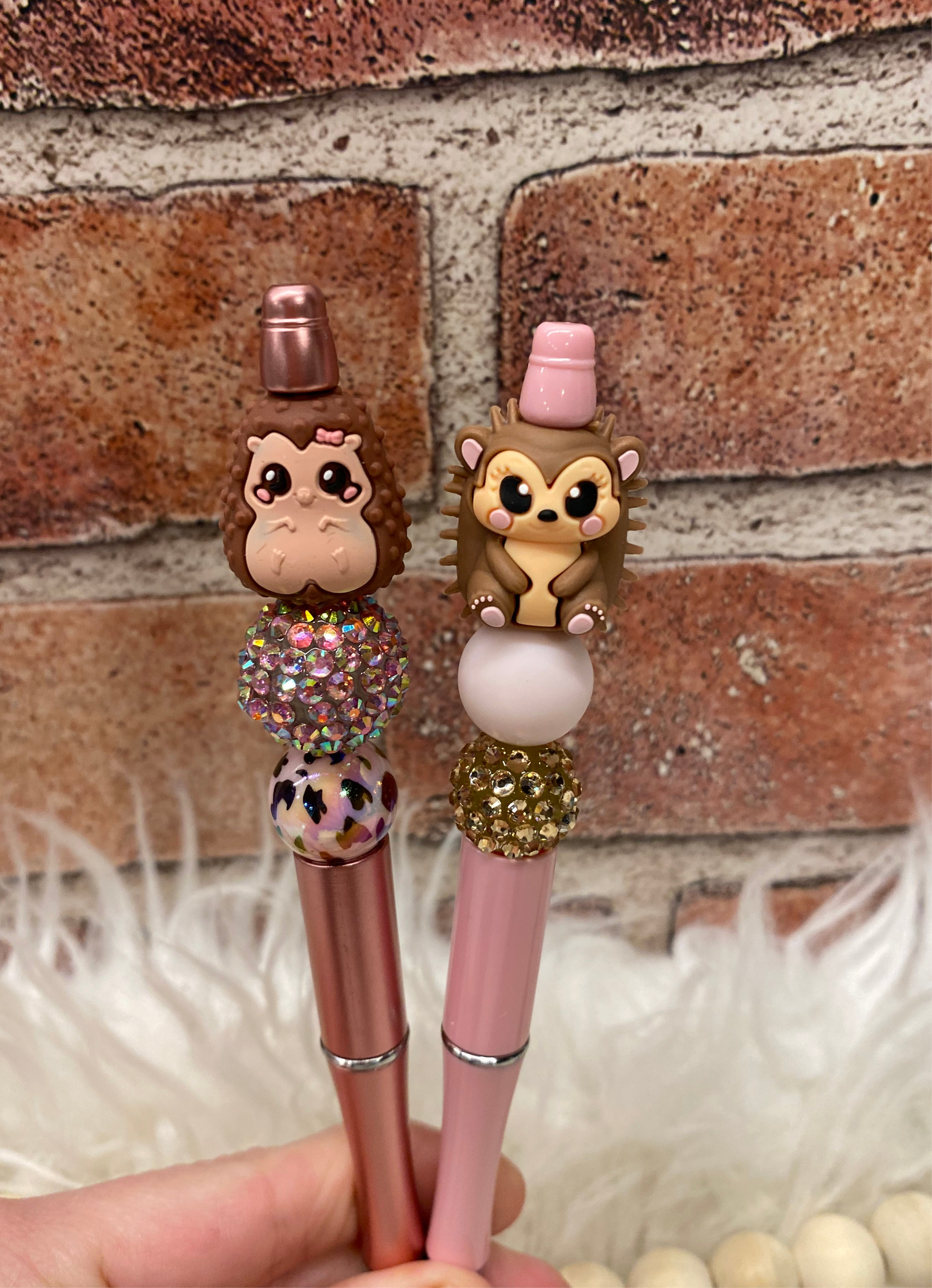 3D hedgehog silicone beaded ballpoint ink pen