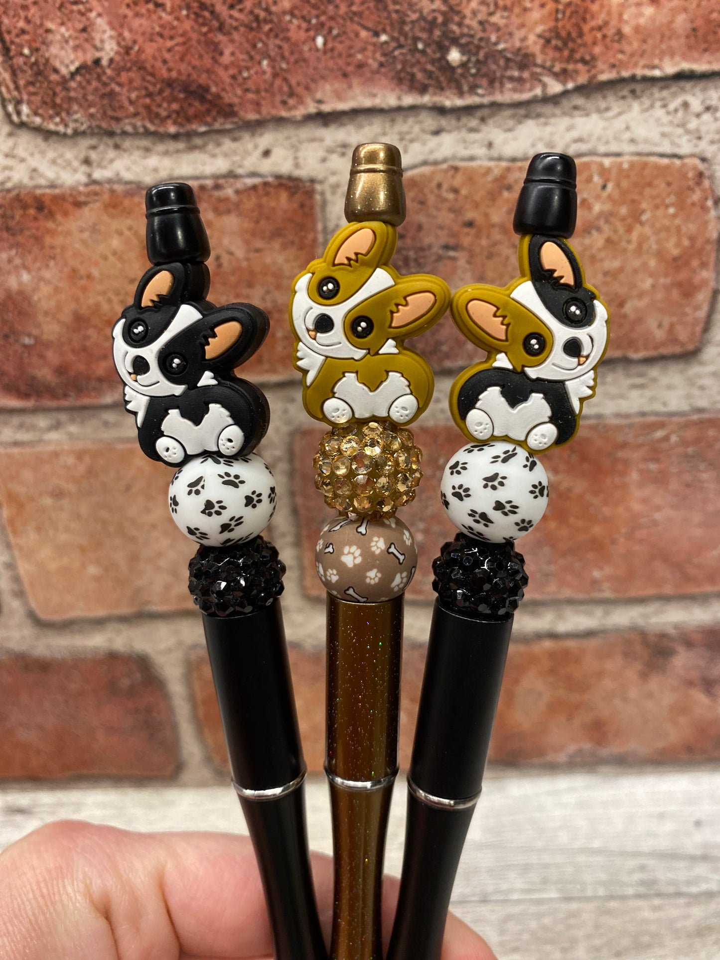 Corgi Dog silicone beaded ballpoint ink pen