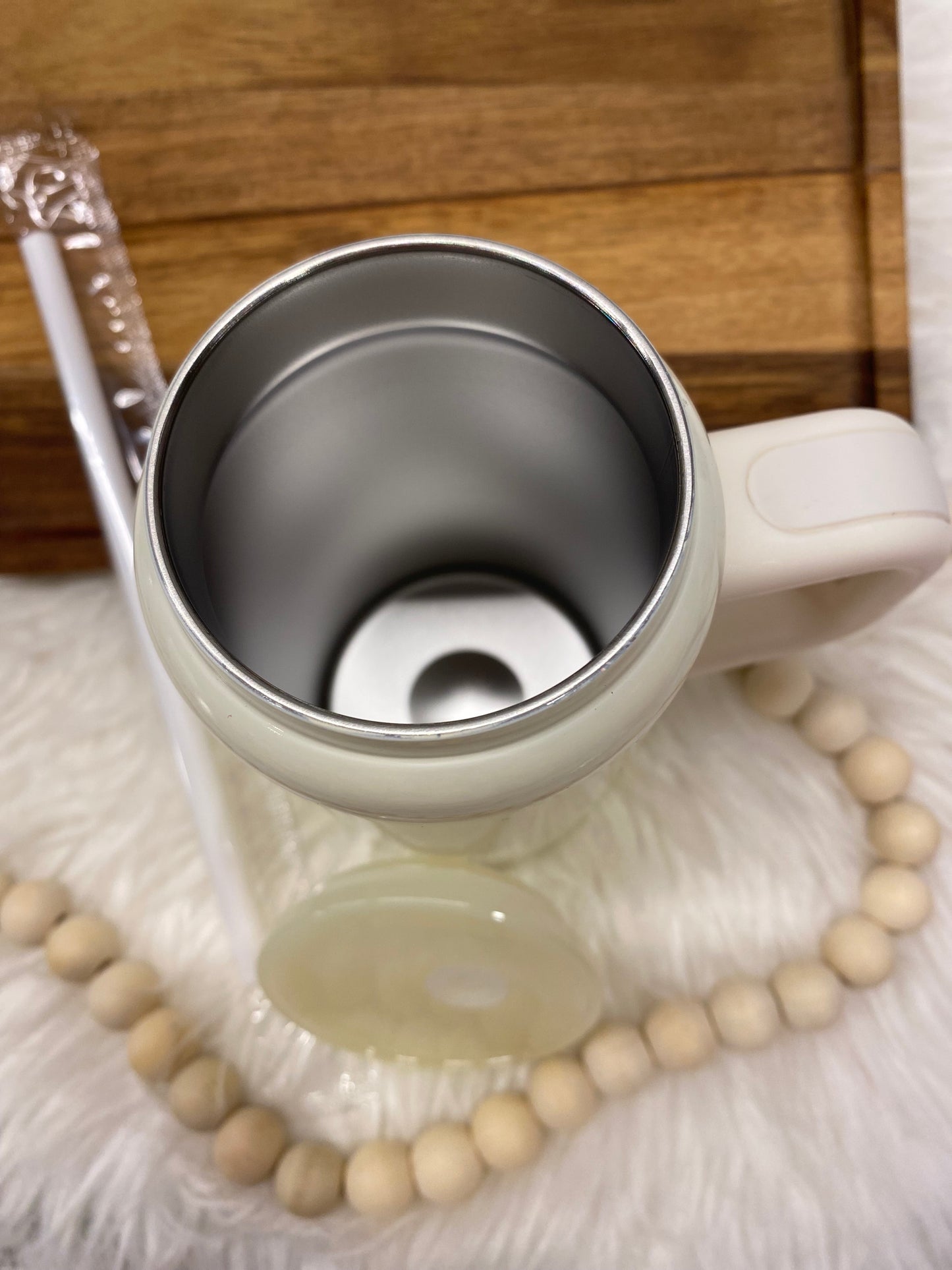 Cream, Custom 16oz Stainless Steel Cup with Handle