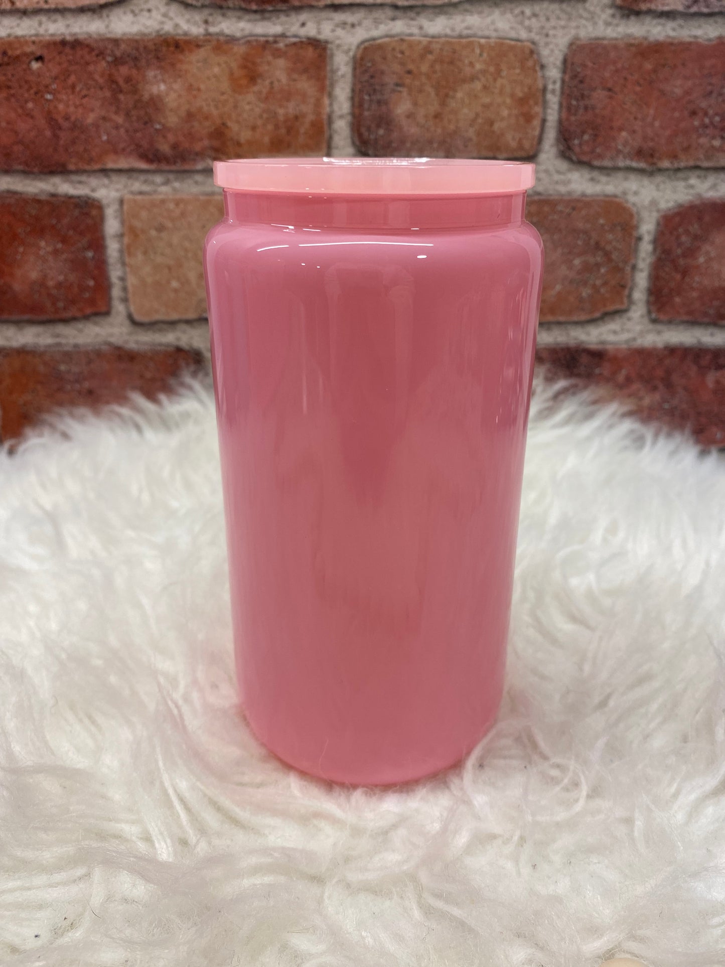 16oz Light Pink Glass Can Sublimation or UVDTF