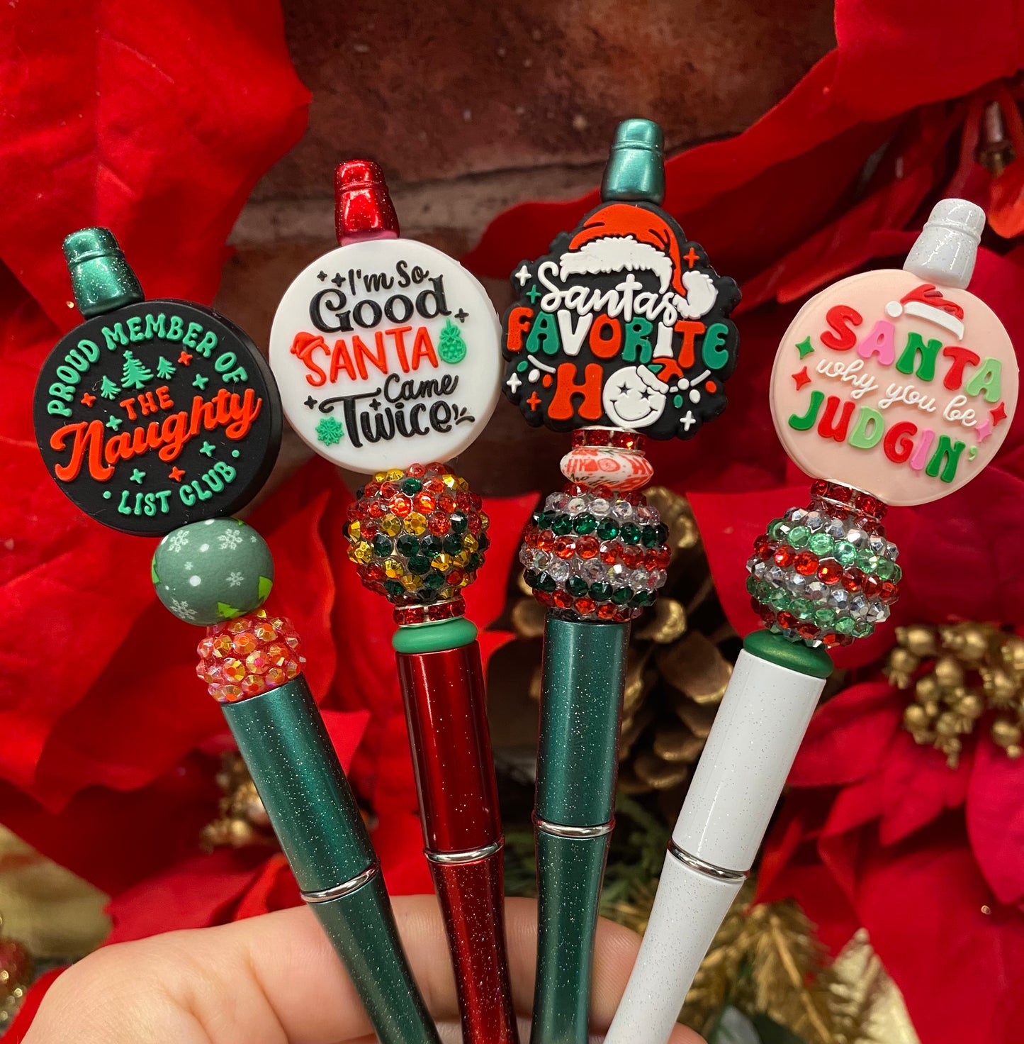 Christmas Humor silicone beaded ballpoint ink pen