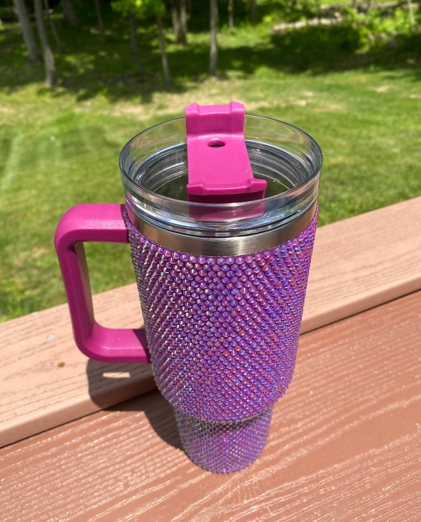 Purple Rhinestone 40oz Tumbler with Handle