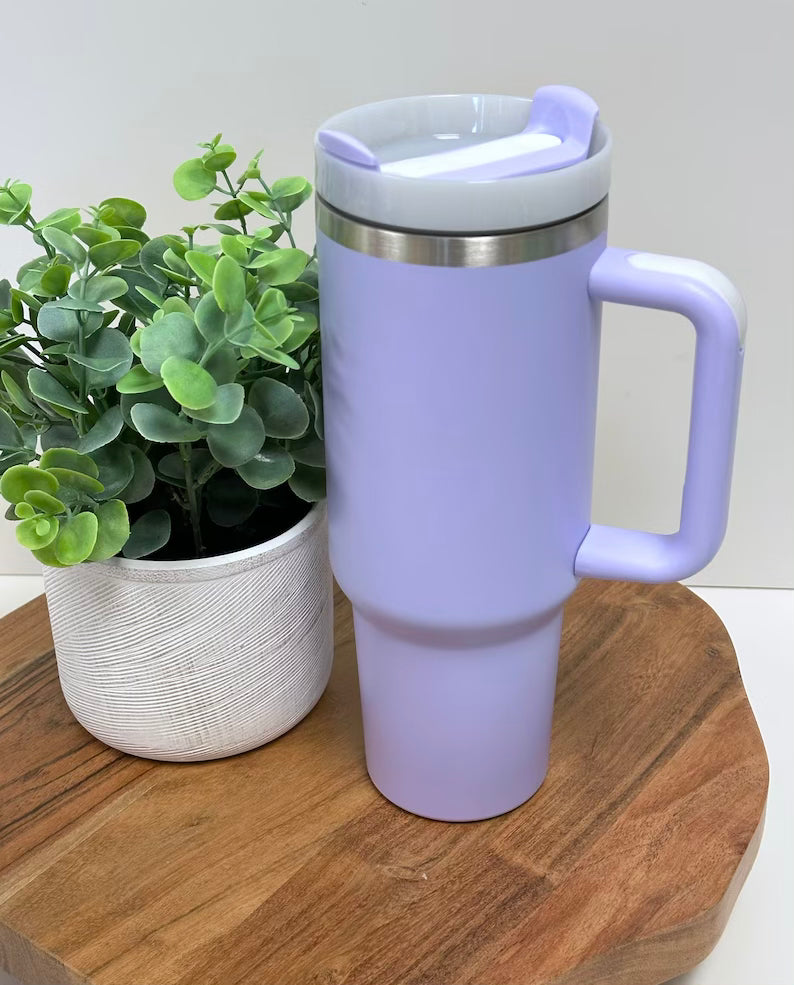 Custom 40oz Matte Sublimation Tumbler with Handle Ice Lavender