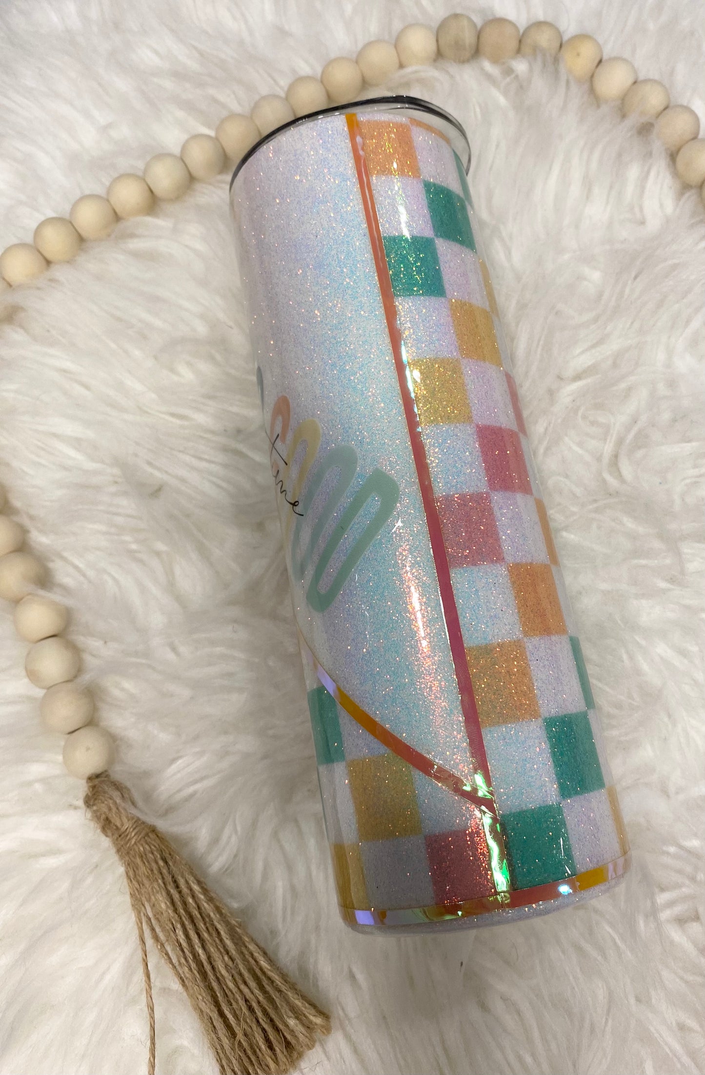 God is Good Opal Insulated 20oz Skinny Expoy-Free Glitter Tumbler