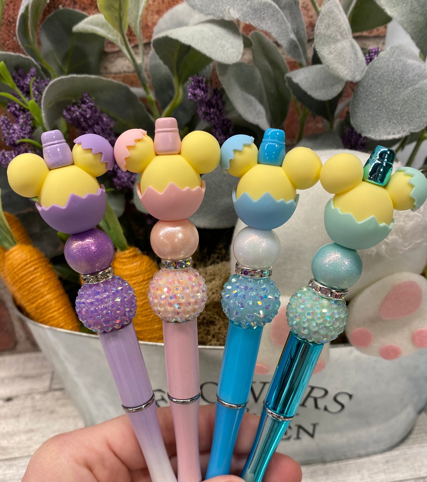 Easter Egg Chick silicone beaded ballpoint ink pen