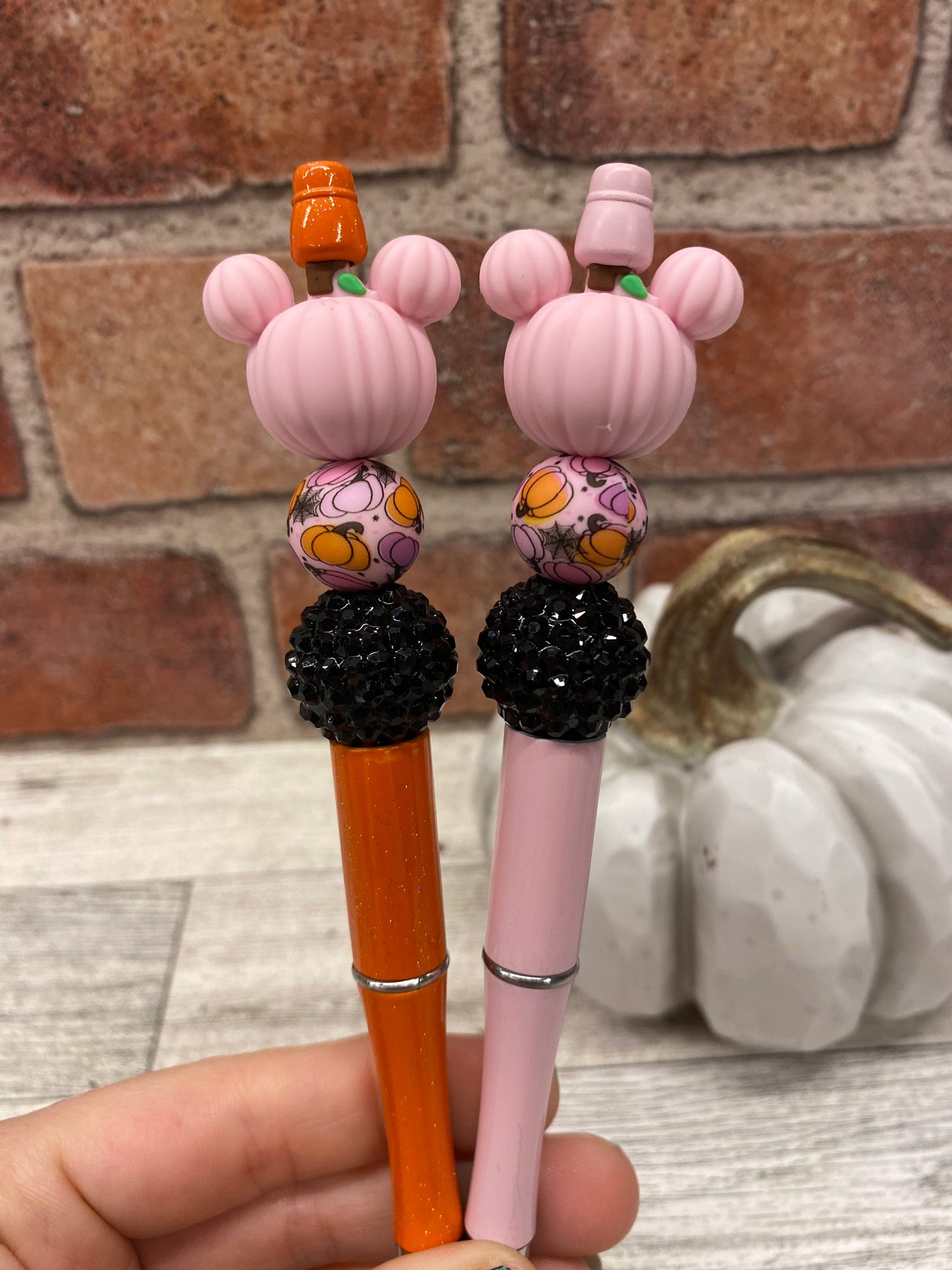 Ears Pumpkin Pink silicone beaded ballpoint ink pen