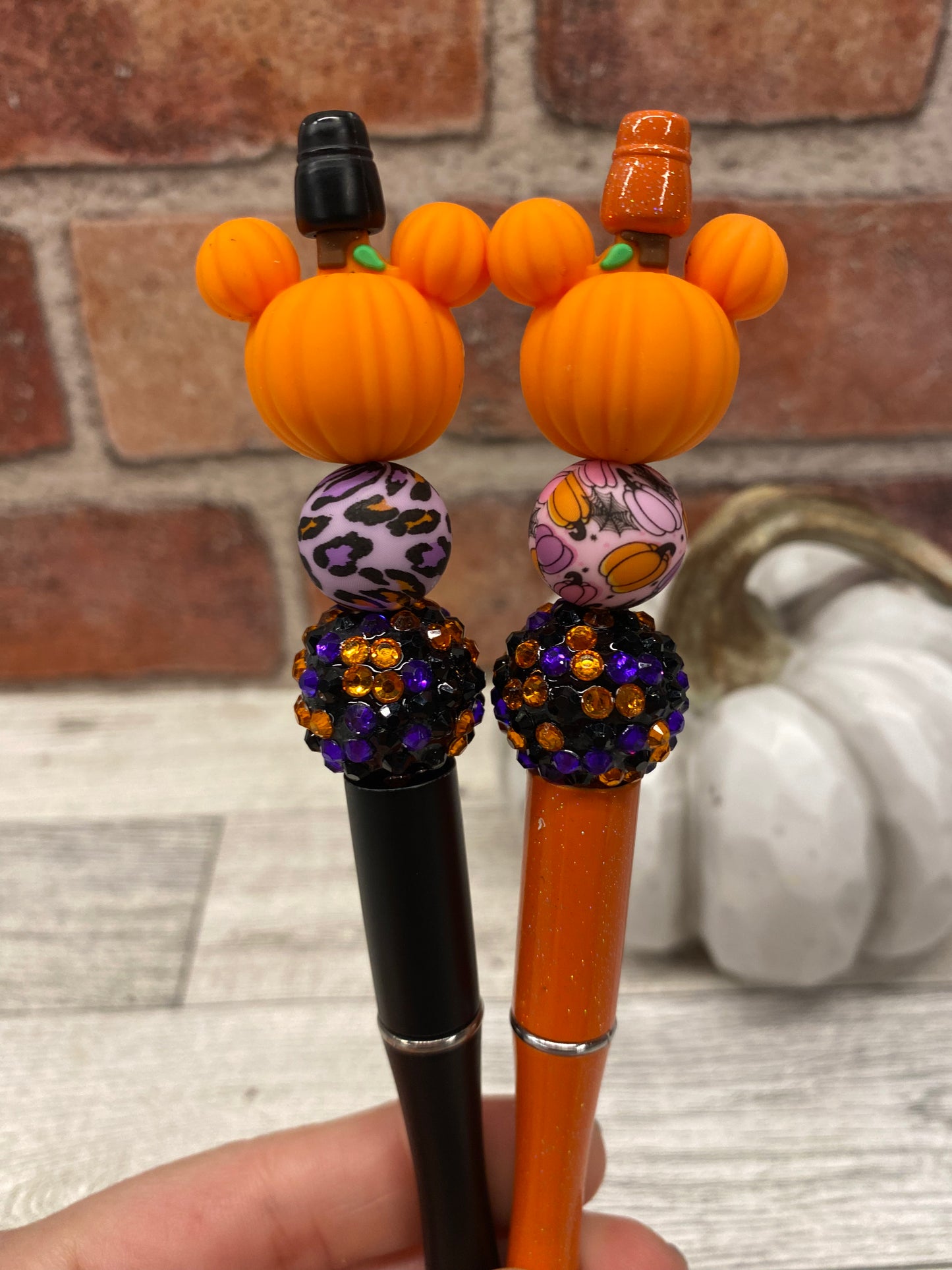 Ears Pumpkin Orange silicone beaded ballpoint ink pen