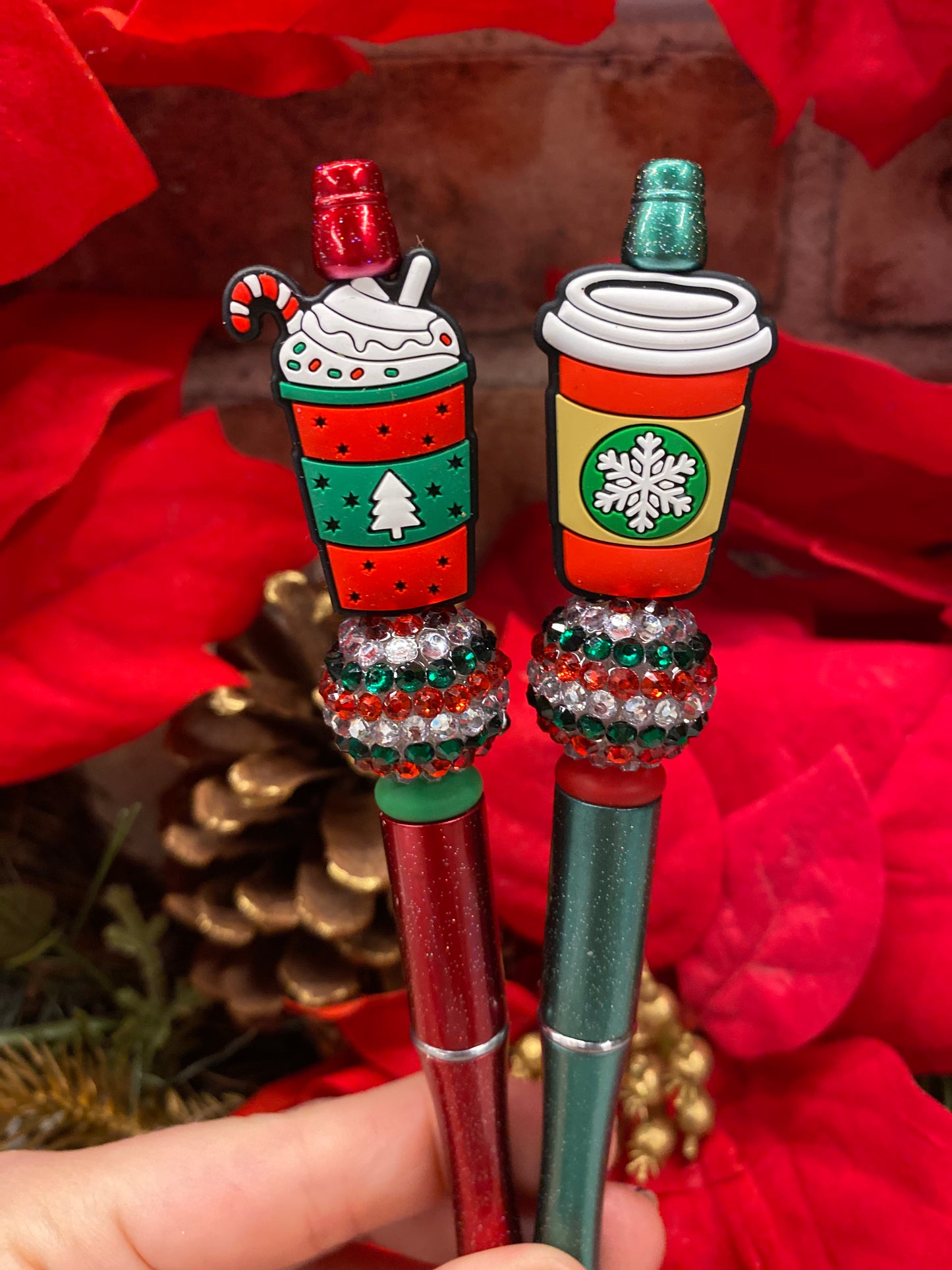 Christmas Coffee silicone beaded ballpoint ink pen