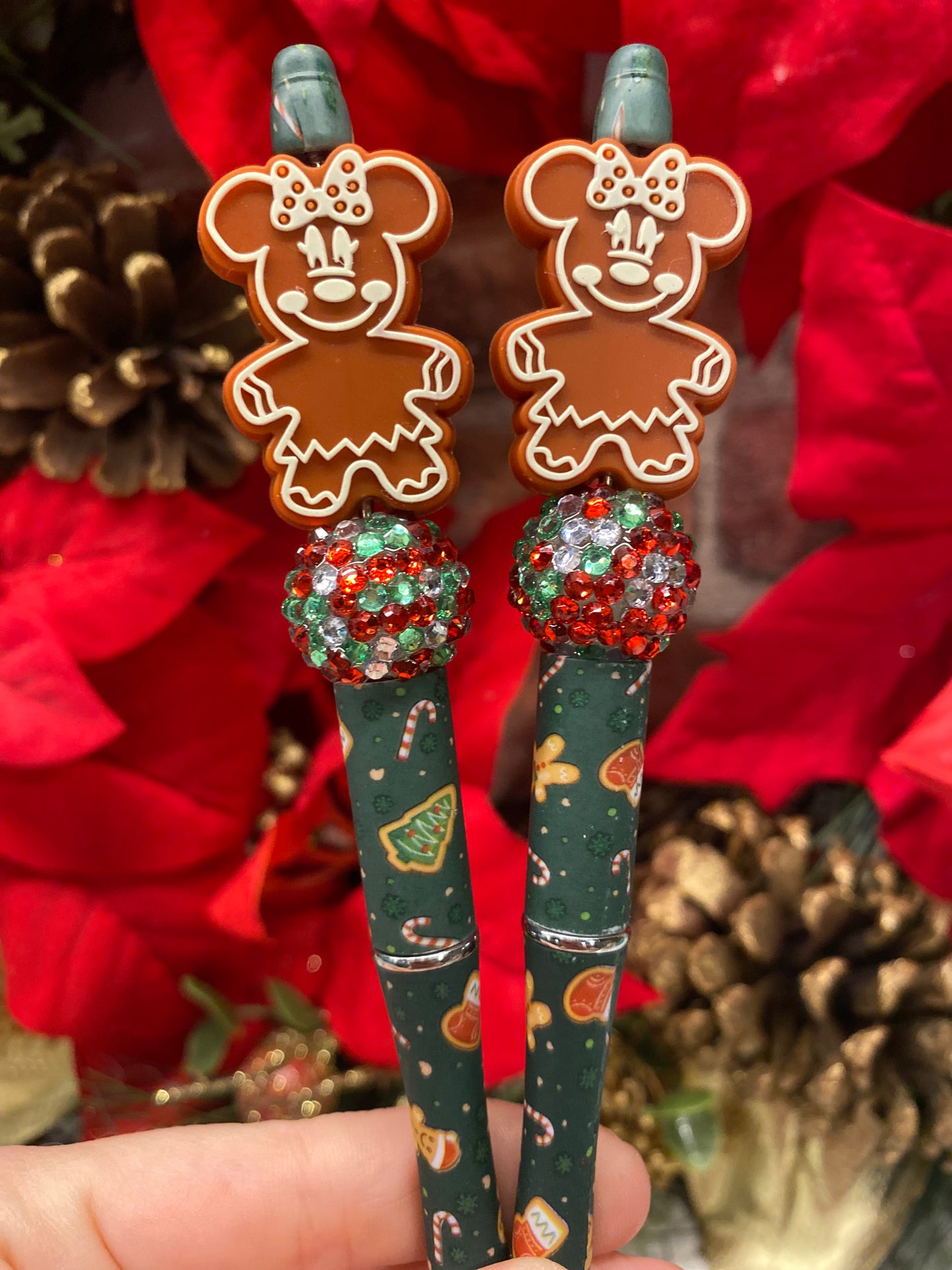 Gingerbread Girl Ears silicone beaded ballpoint ink pen