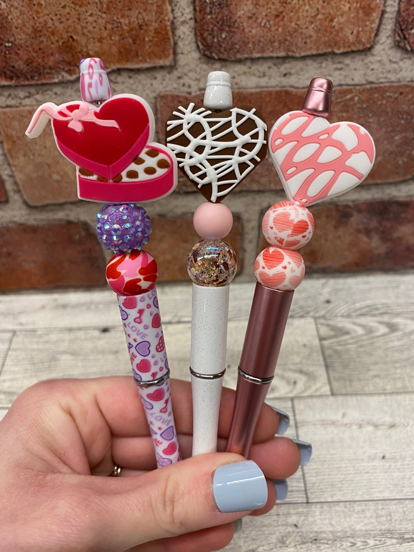 Chocolate Valentines silicone beaded ballpoint ink pen