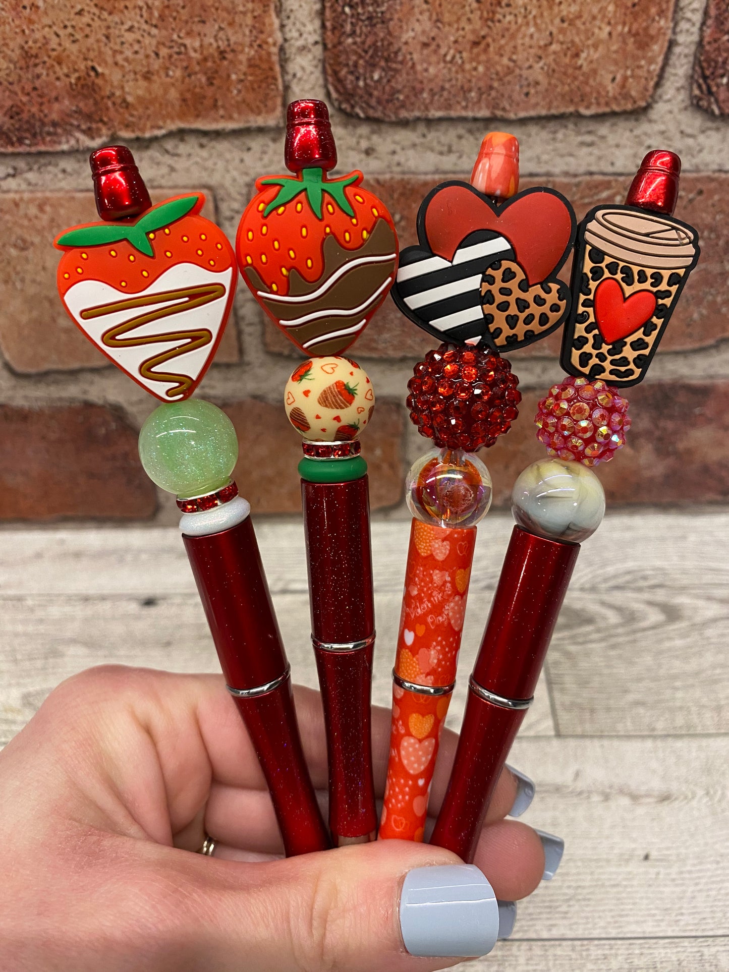 Valentines silicone beaded ballpoint ink pen