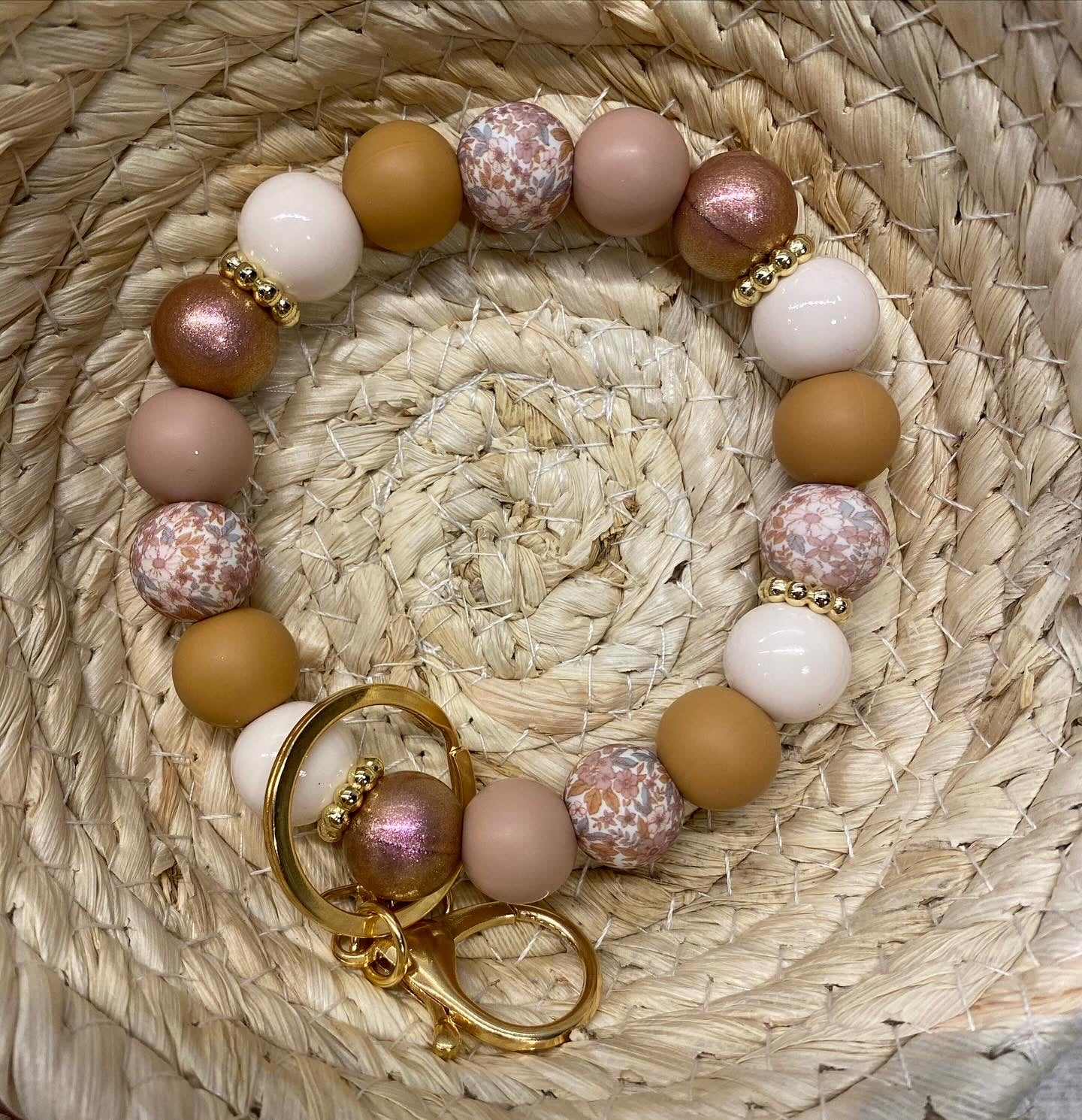Prairie Petal silicone beaded wristlet keychain