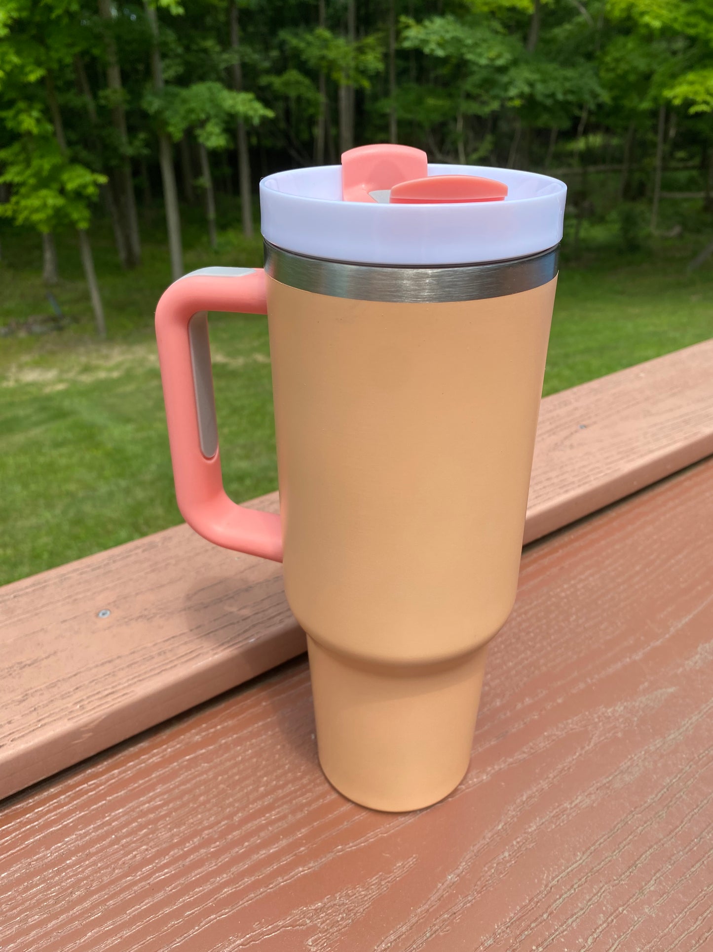 Custom 40oz Matte Sublimation Tumbler with Handle Orange Cream