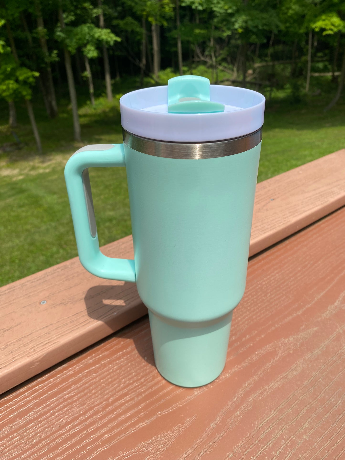 Custom 40oz Matte Sublimation Tumbler with Handle Tropical Seafoam
