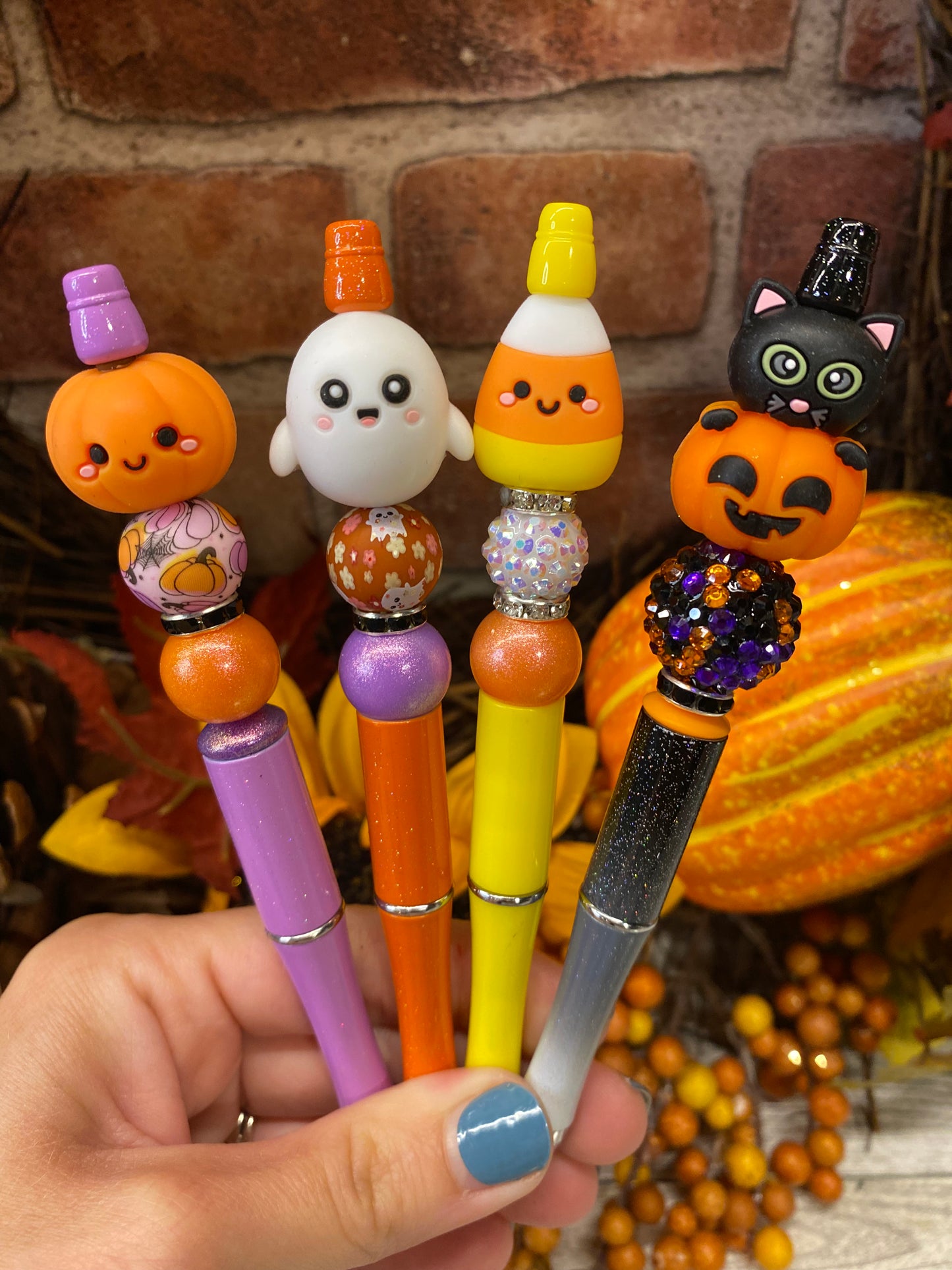 3D Ghost Halloween Pumpkin Candy Corn silicone beaded ink pen