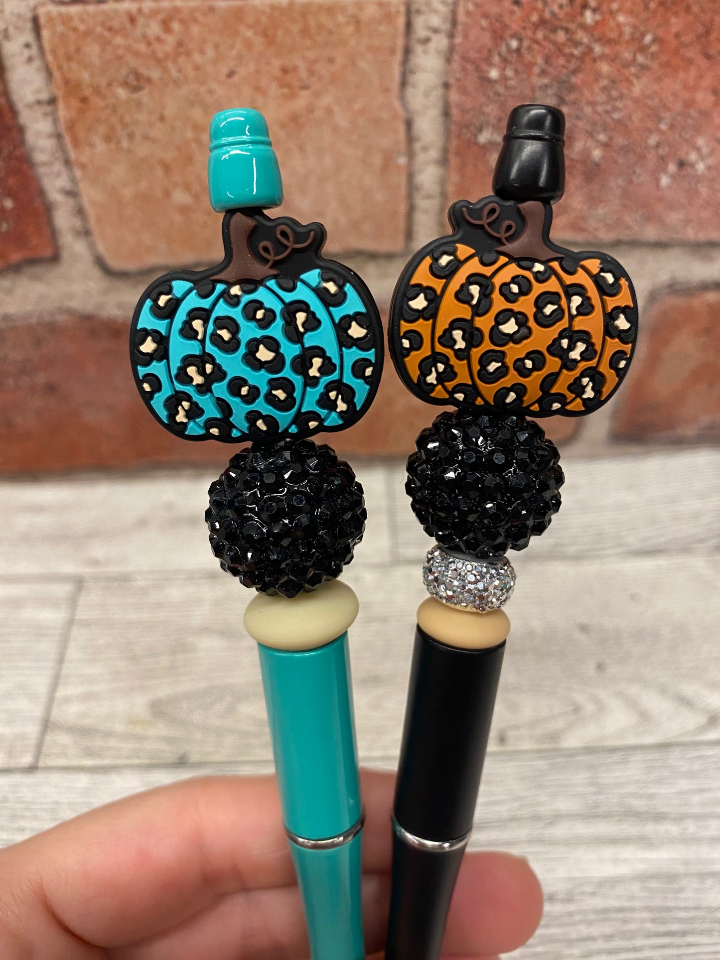 Cheetah Print Pumpkin silicone beaded ballpoint ink pen