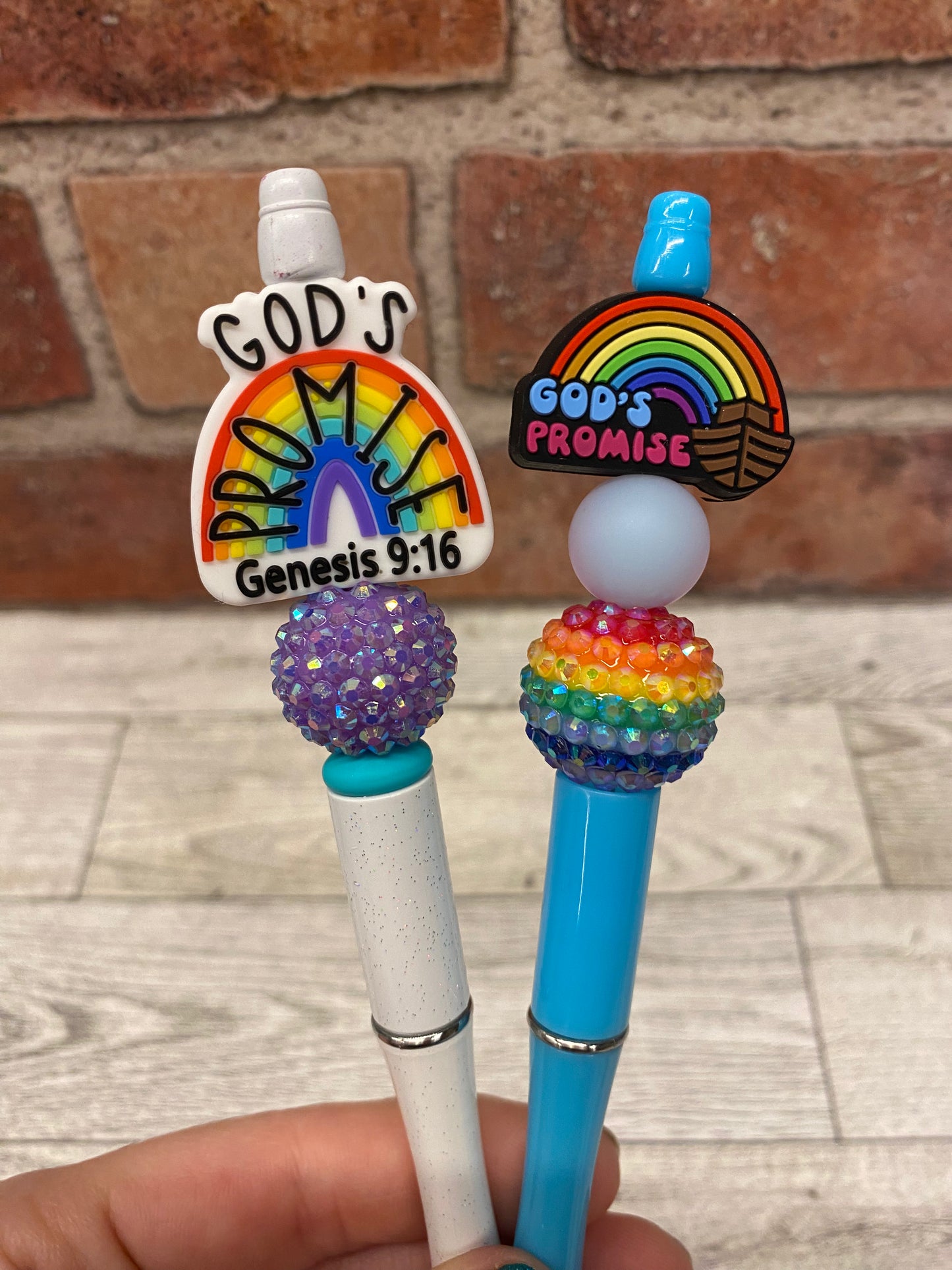Gods Promise Rainbow silicone beaded ballpoint ink pen