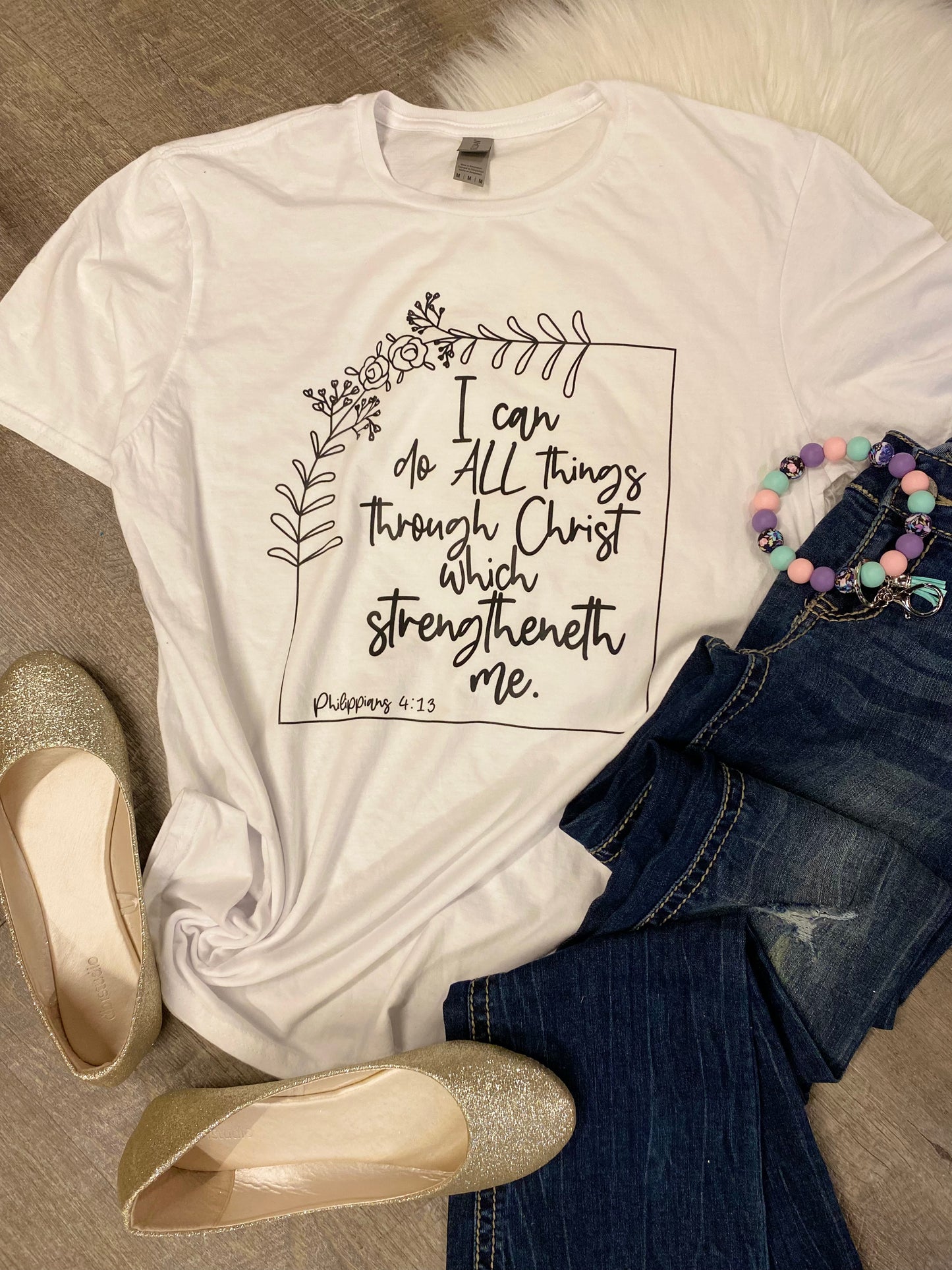 I Can do all things through Christ size Medium Gildan Softstyle Shirt