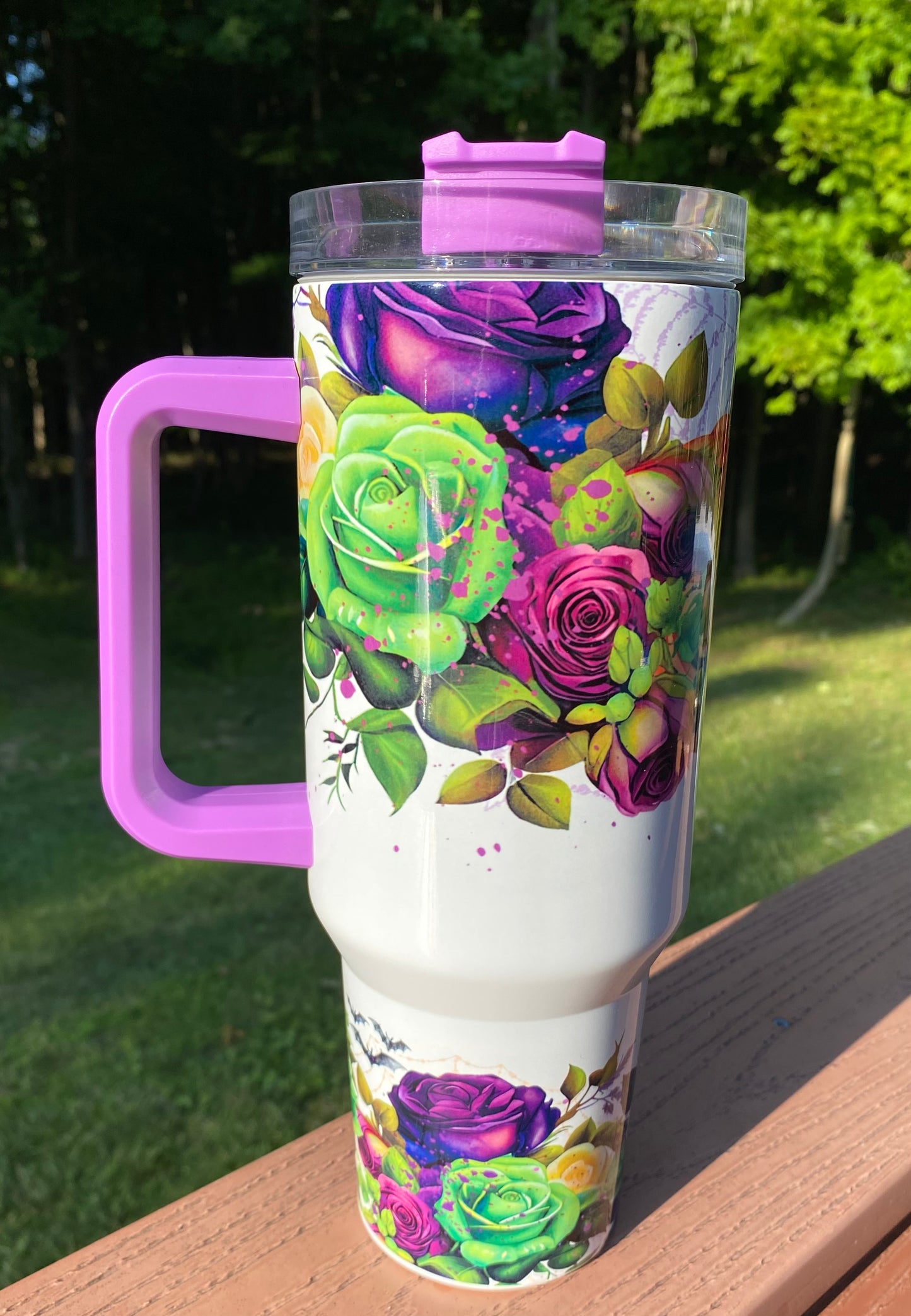 Spooky Pumpkin 40oz Tumbler with Purple handle