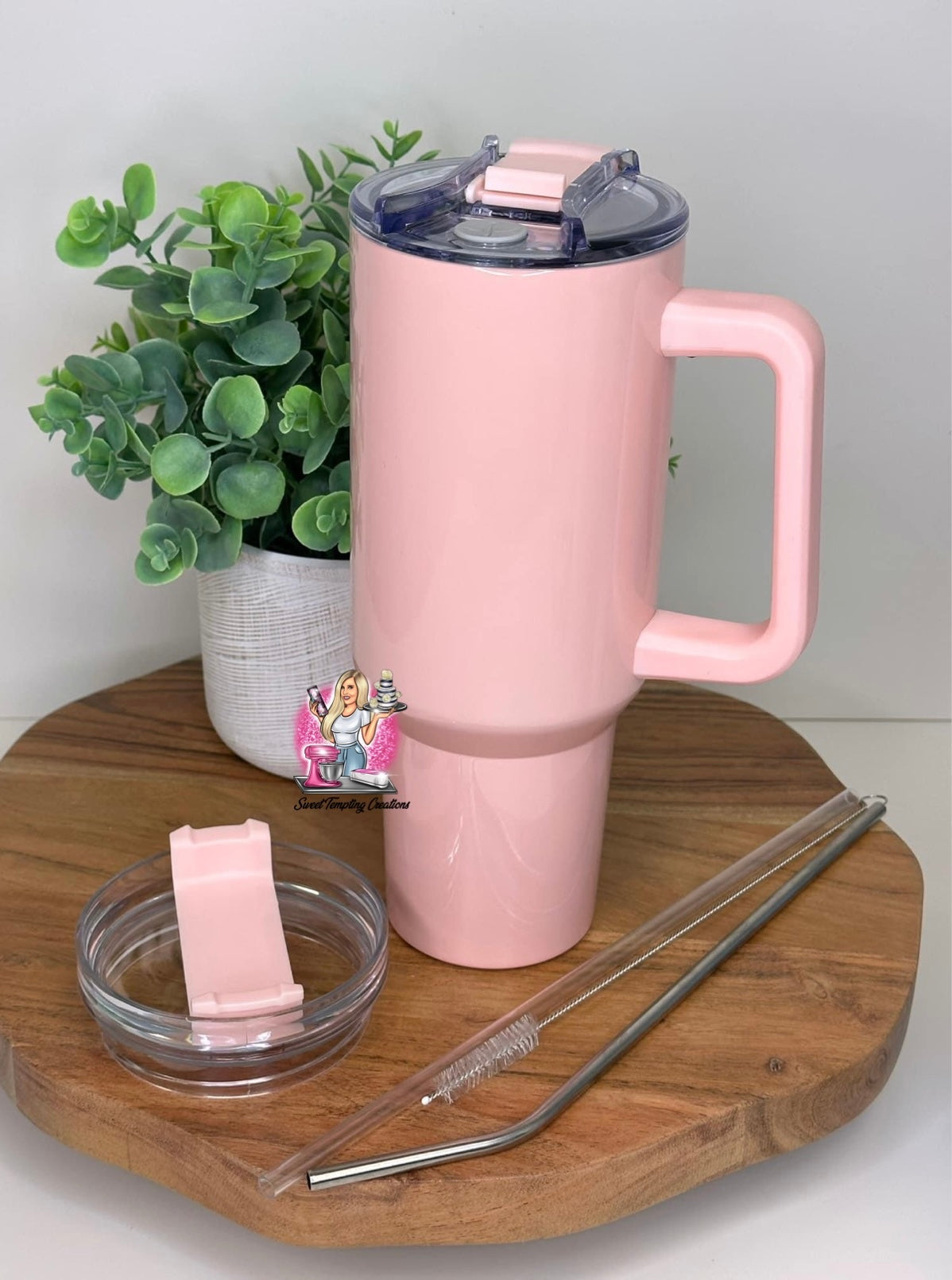 Custom 40oz Sublimation Tumbler with Handle Rose Quartz