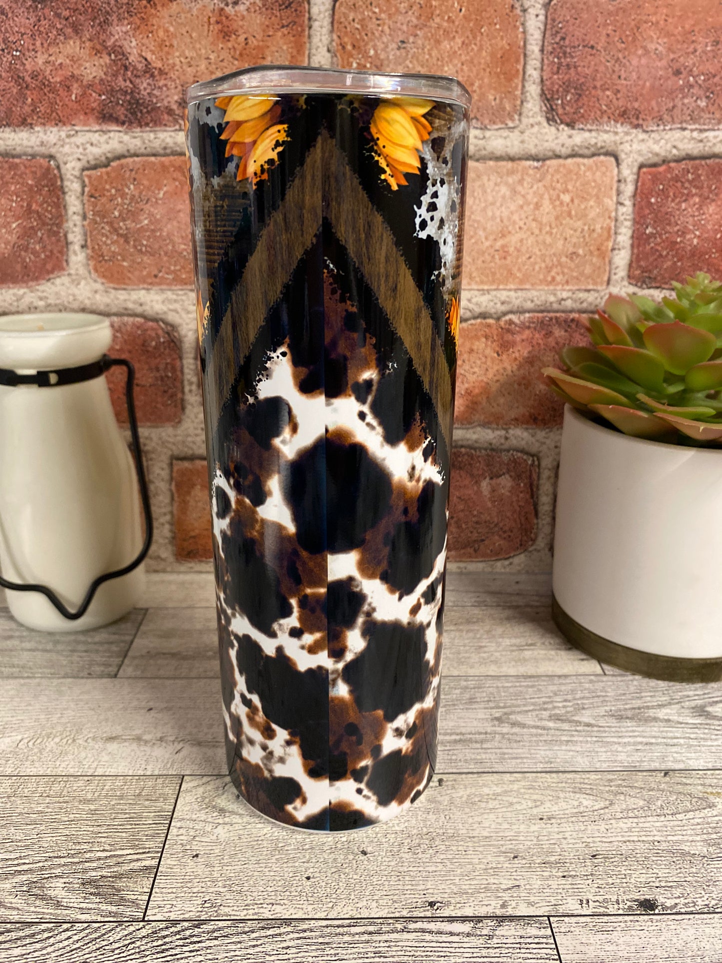 Sunflower Cow insulated 20oz skinny Tumbler