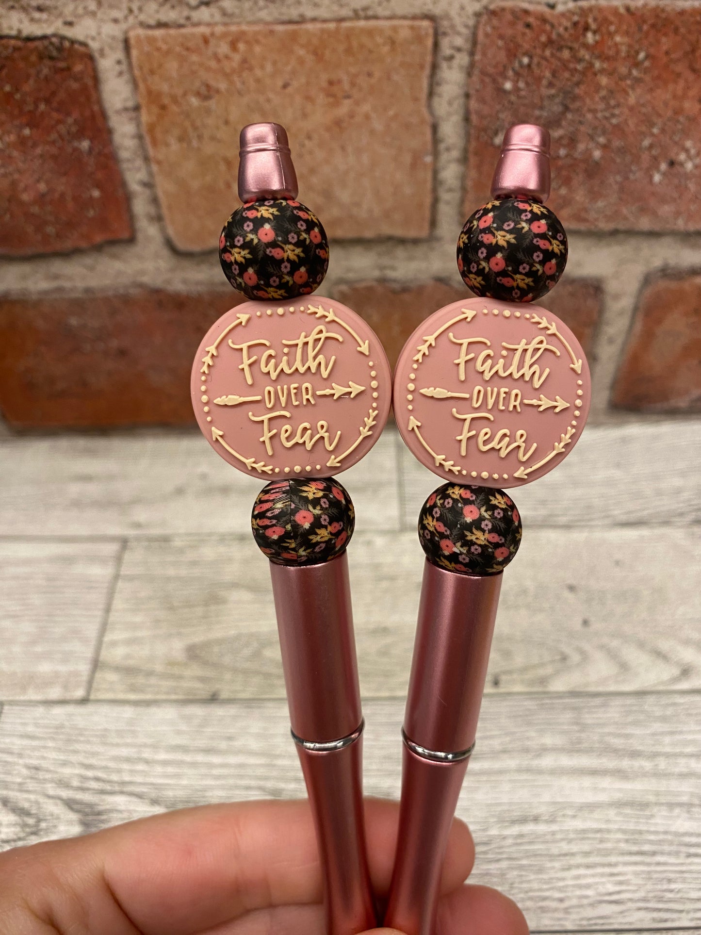 Faith over Fear silicone beaded ballpoint ink pen