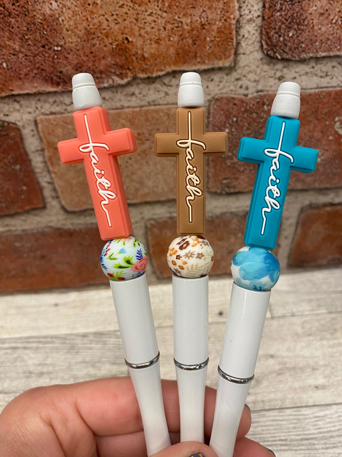 Faith Crosses silicone beaded ink pen