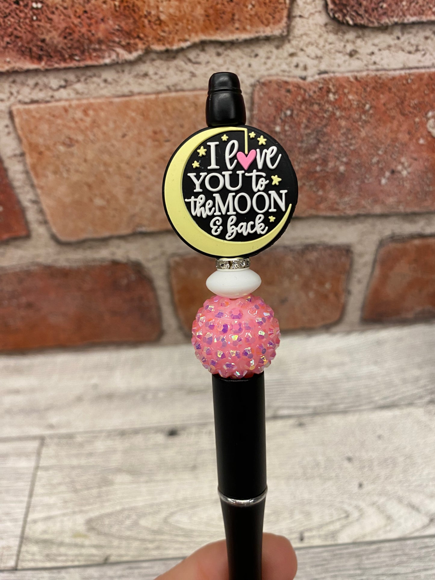 Love you to the Moon silicone beaded ballpoint ink pen