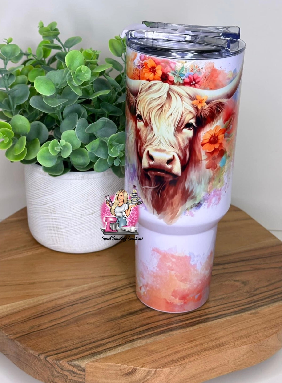 Custom 40oz Sublimation Tumbler with Handle Lavender