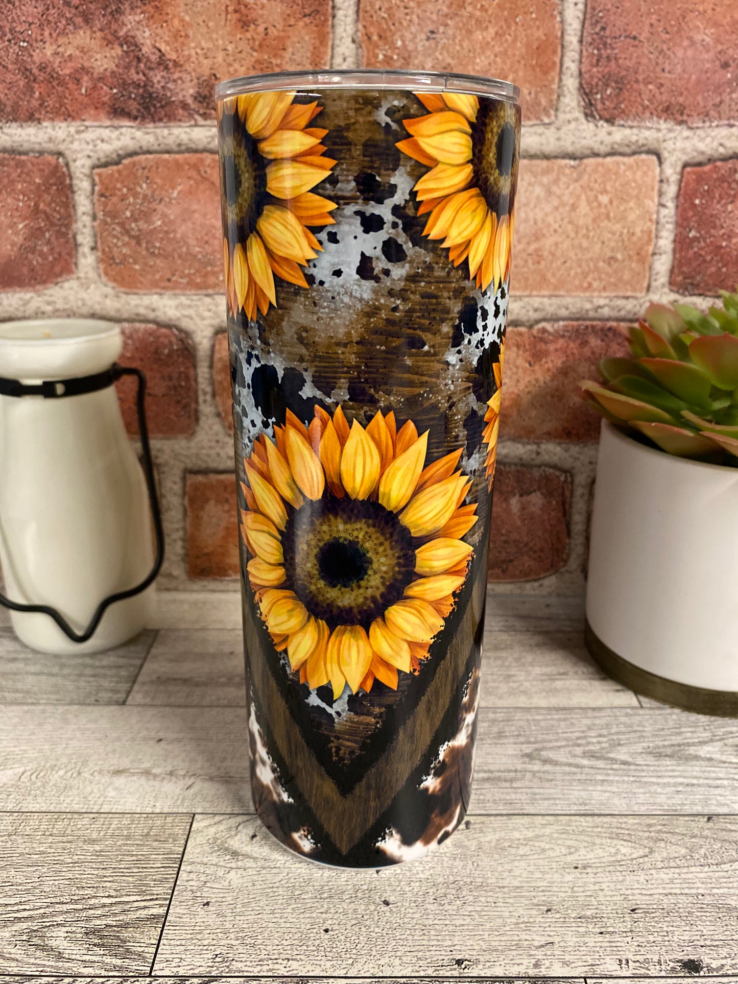 Sunflower Cow insulated 20oz skinny Tumbler